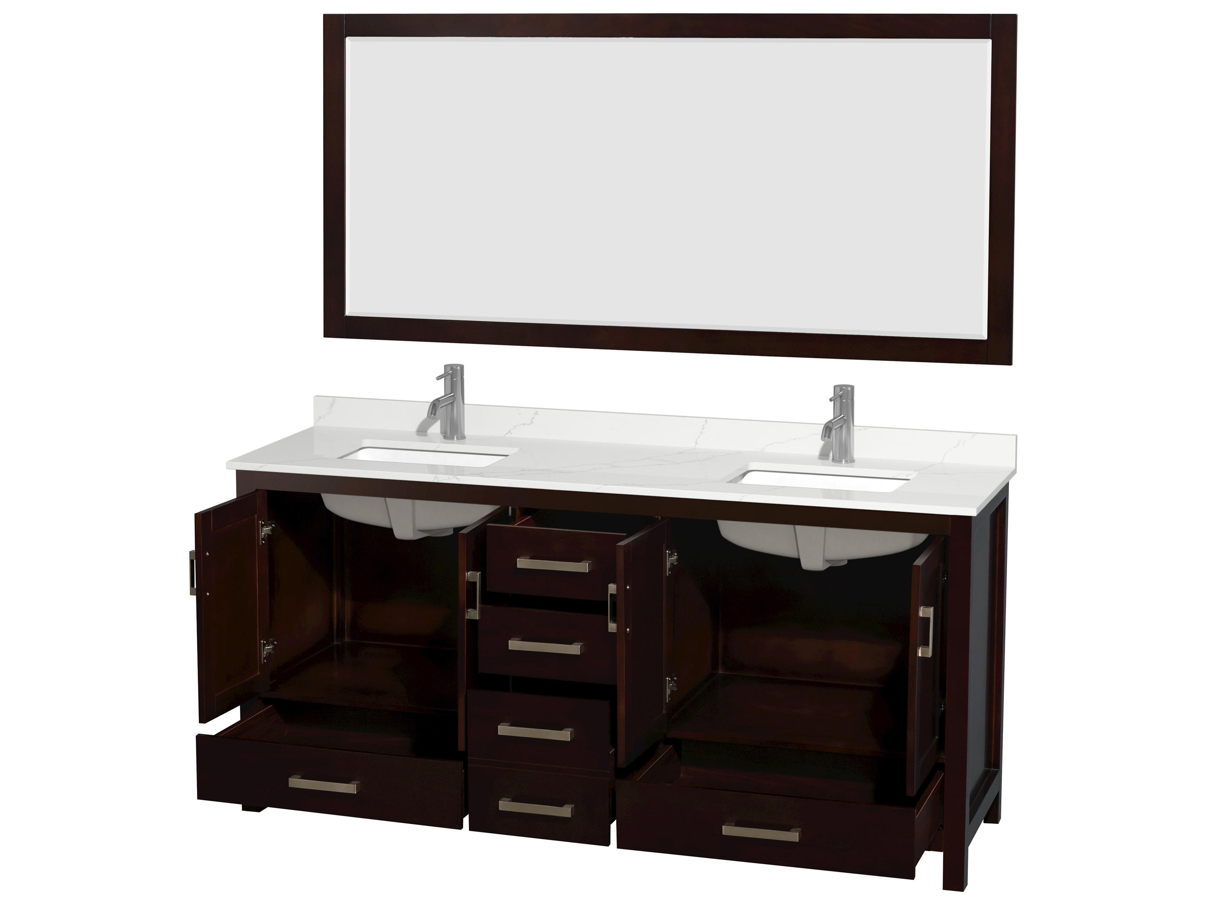 Wyndham Collection Sheffield 72" Espresso Vanity with 70" Mirror