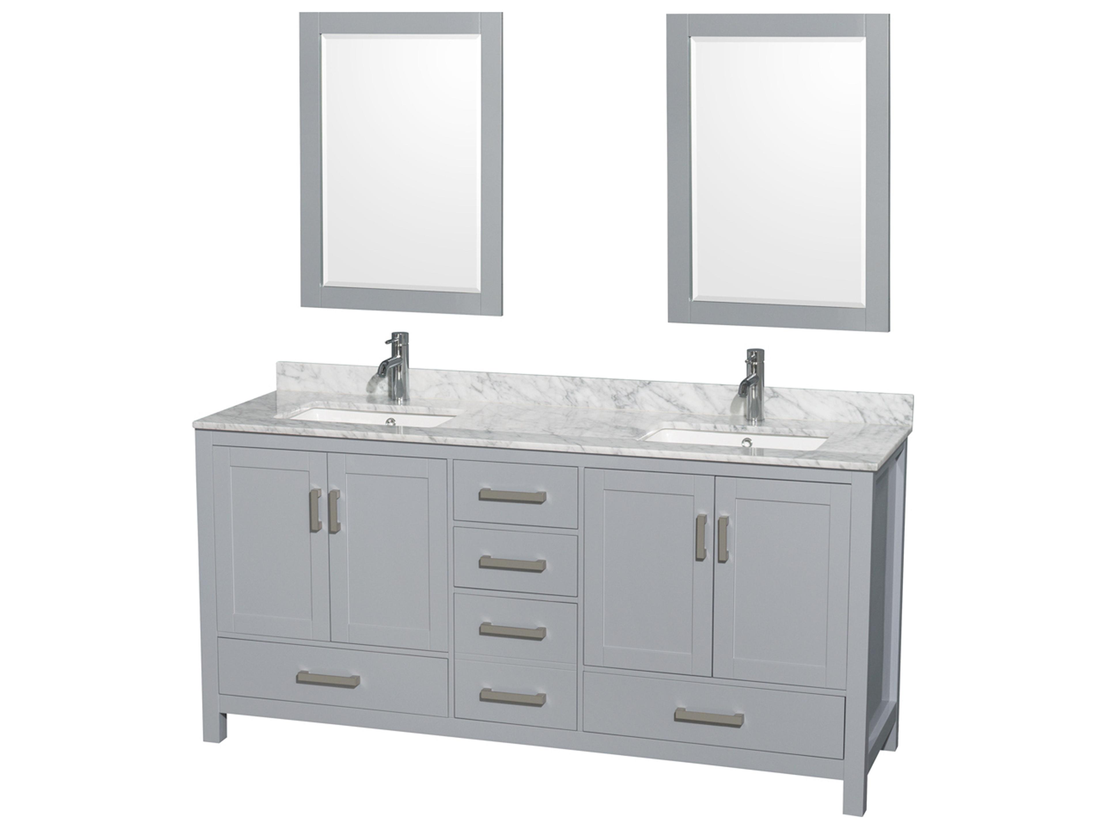 Wyndham Collection Sheffield 72" Gray Vanity with 24" Mirror