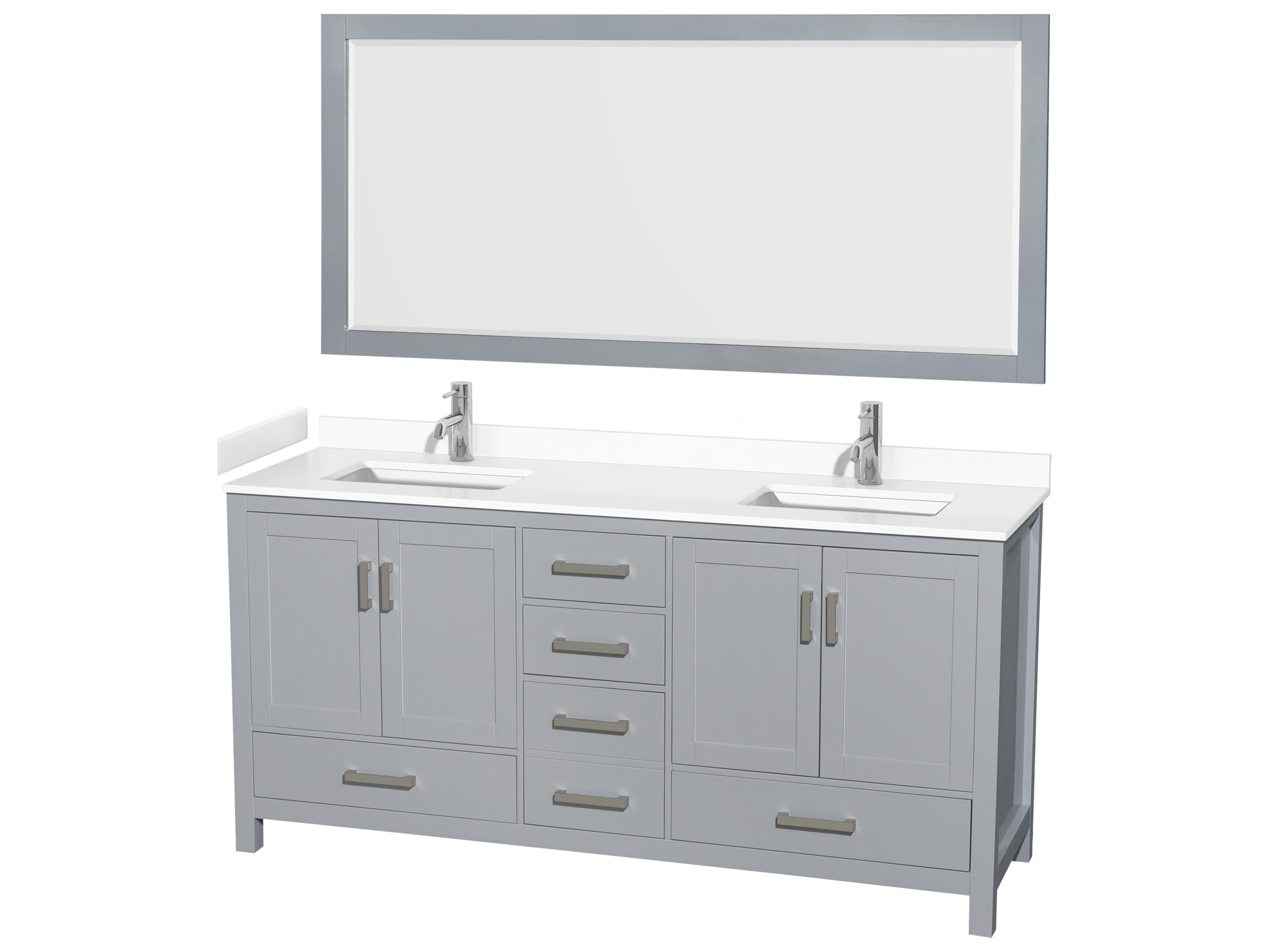 Wyndham Collection Sheffield 72" Gray Vanity with 70" Mirror