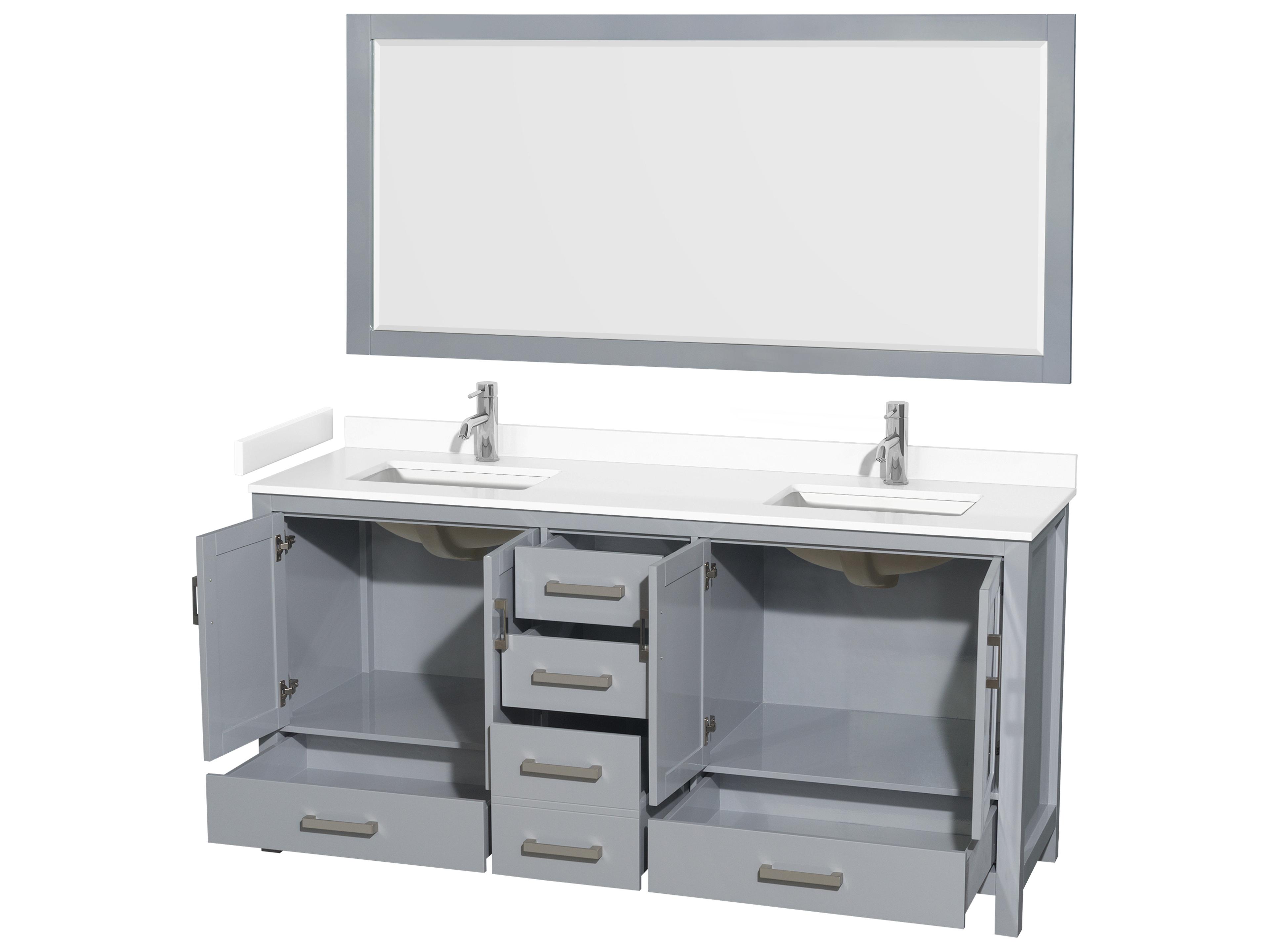 Wyndham Collection Sheffield 72" Gray Vanity with 70" Mirror