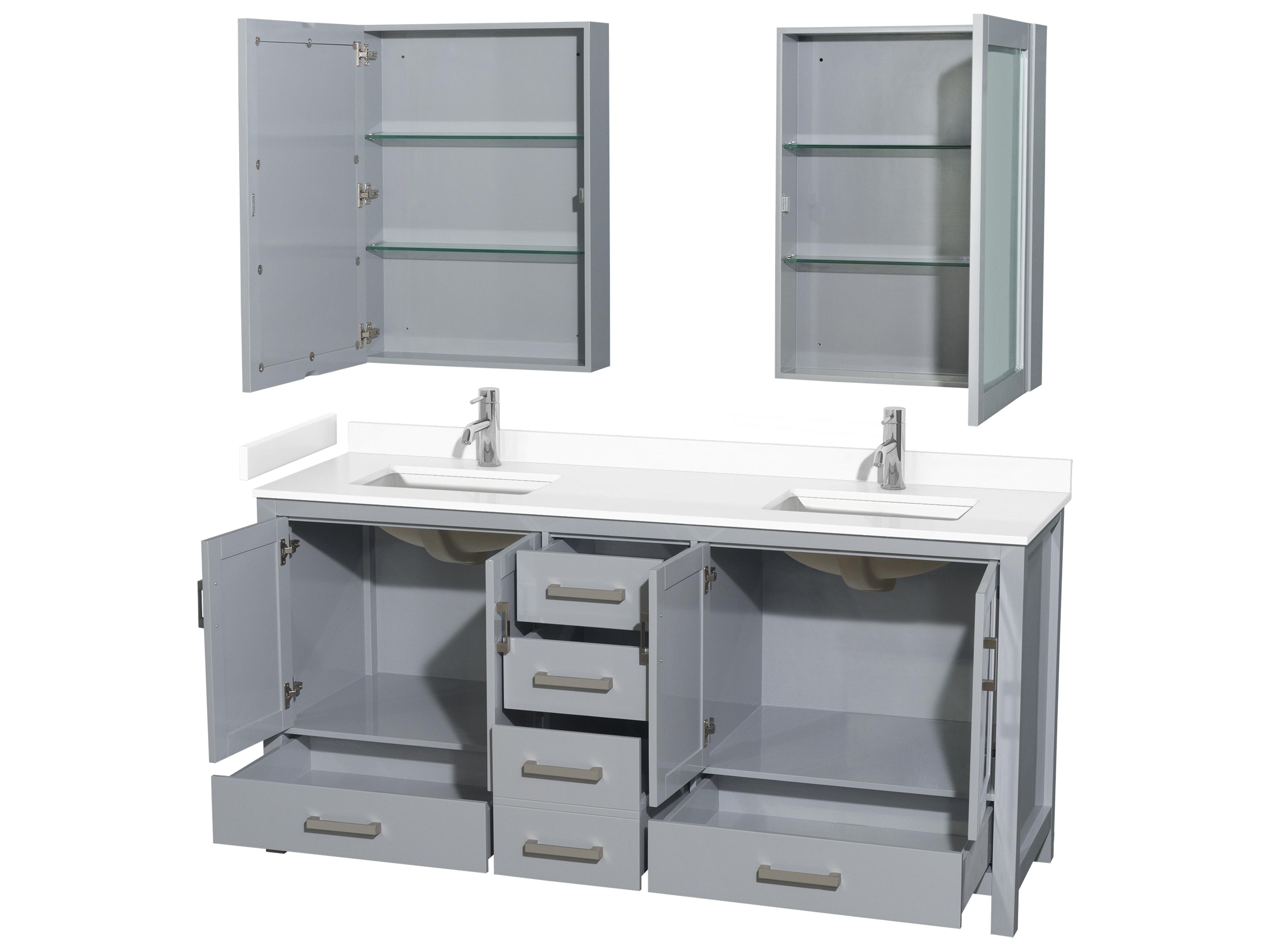 Wyndham Collection Sheffield 72" Gray Vanity with Medicine Cabinet