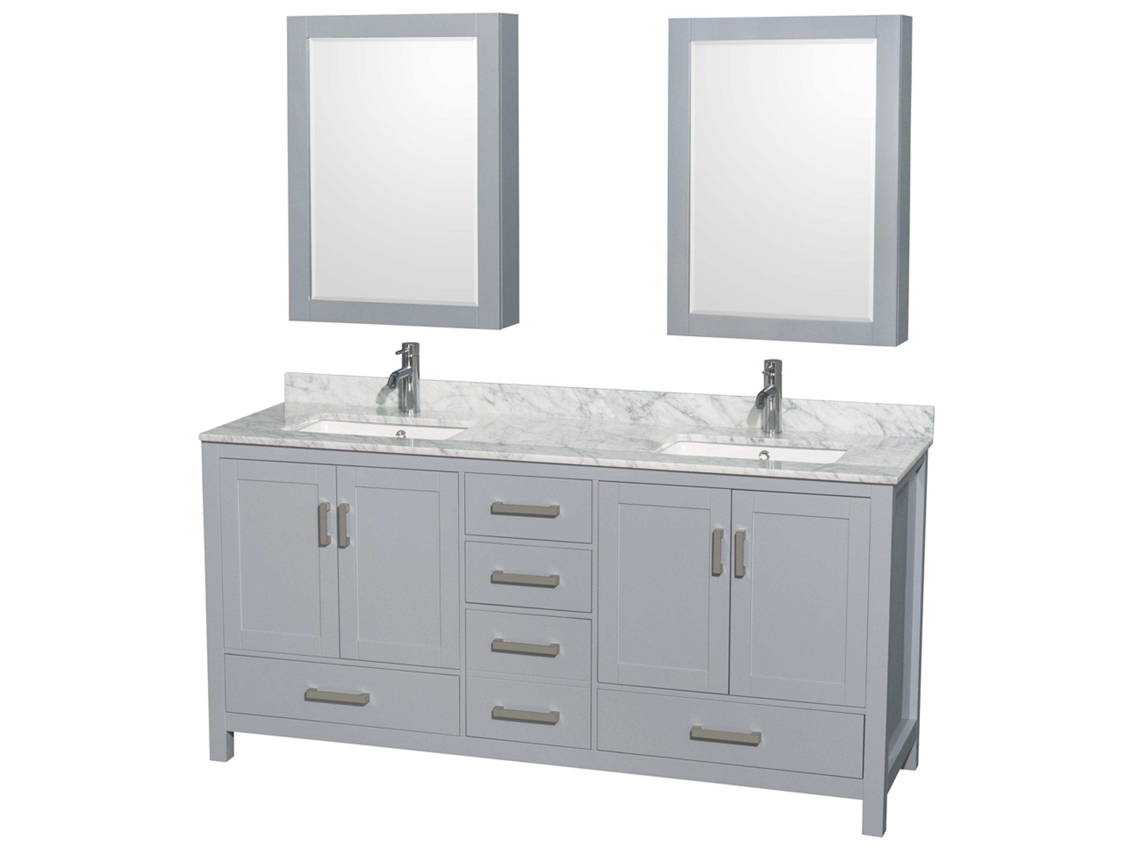 Wyndham Collection Sheffield 72" Gray Vanity with Medicine Cabinet