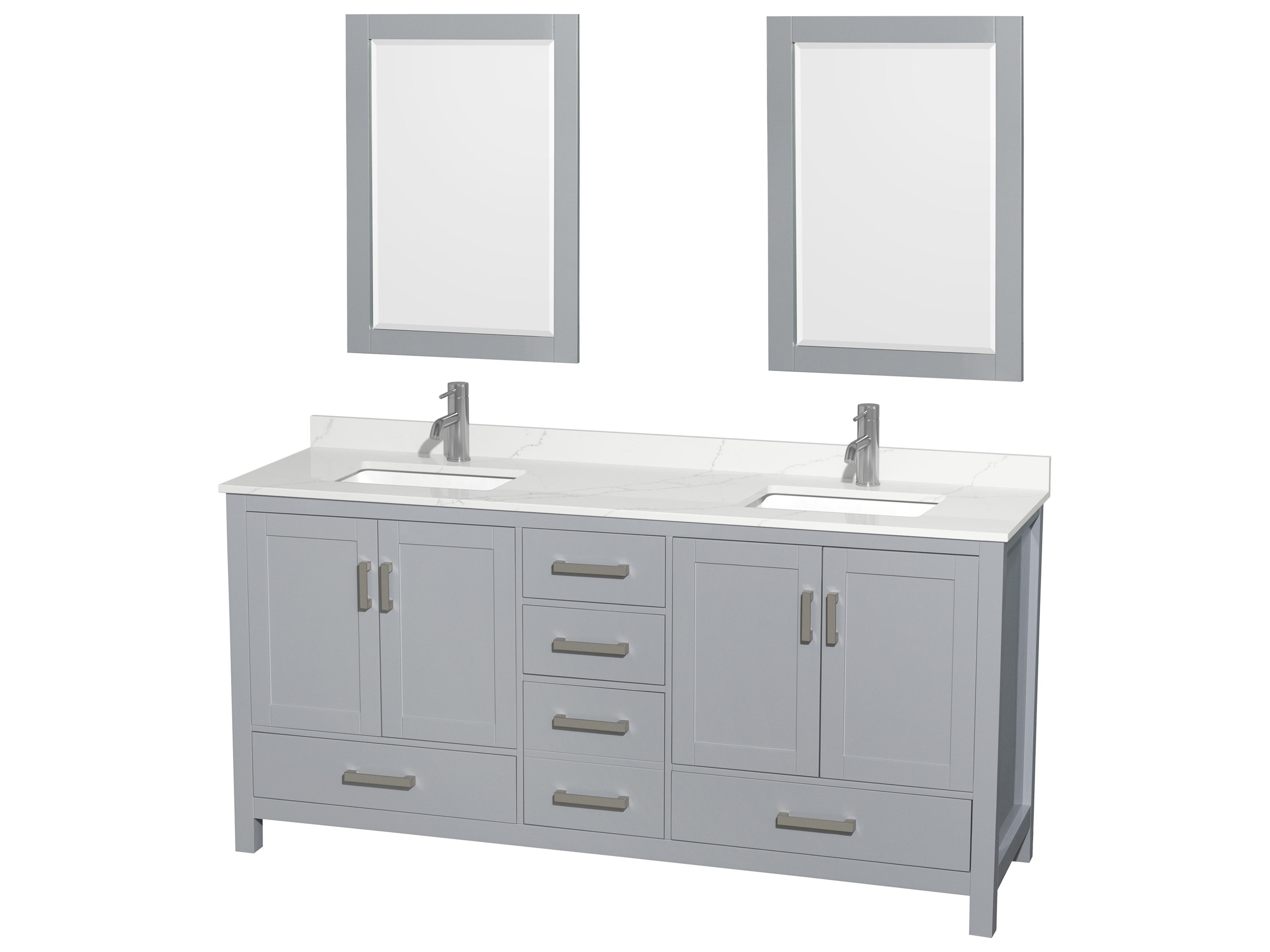 Sheffield 72" Gray Vanity with 24" Mirror