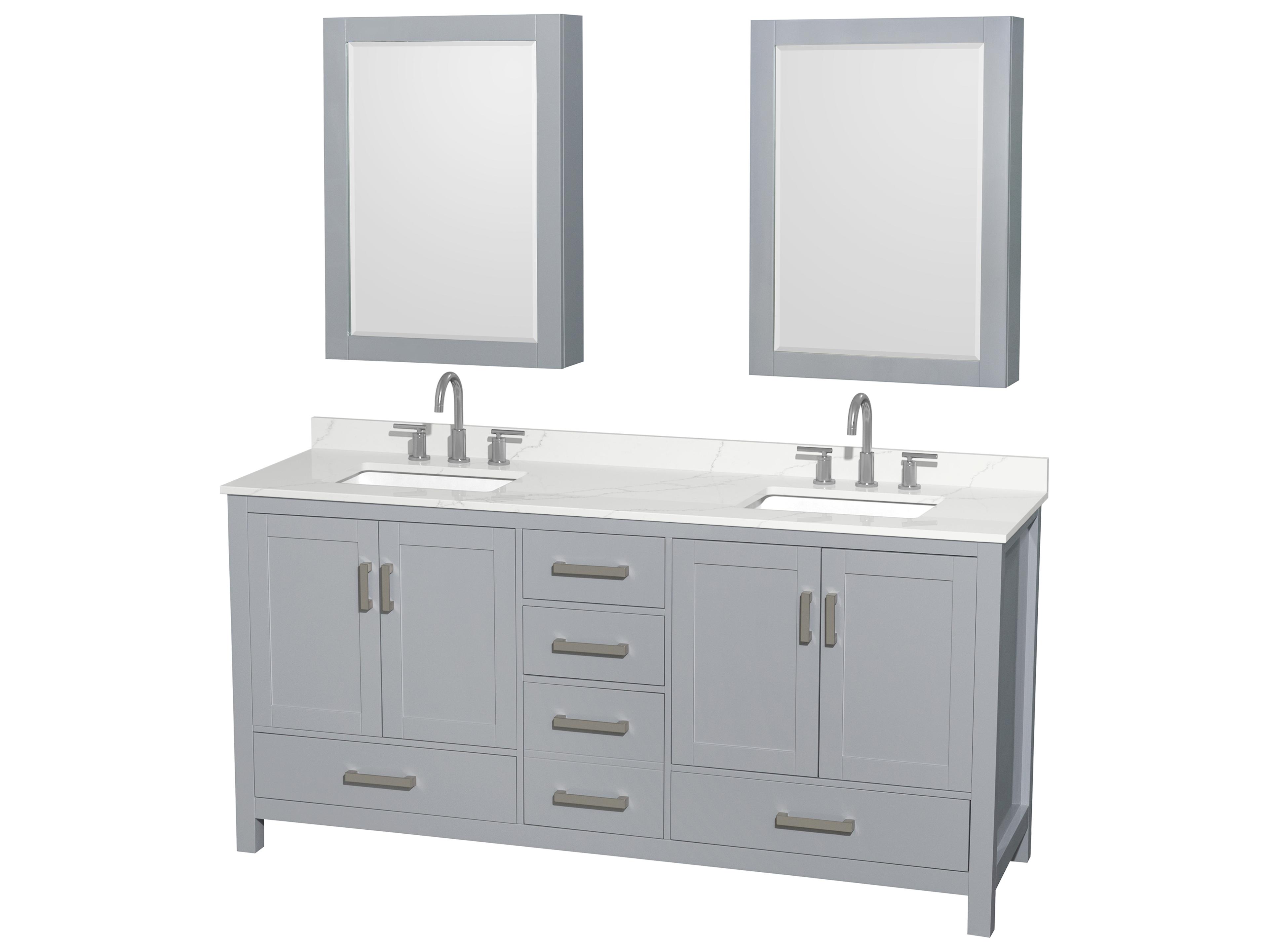Wyndham Collection Sheffield 72" Gray Vanity with Medicine Cabinet