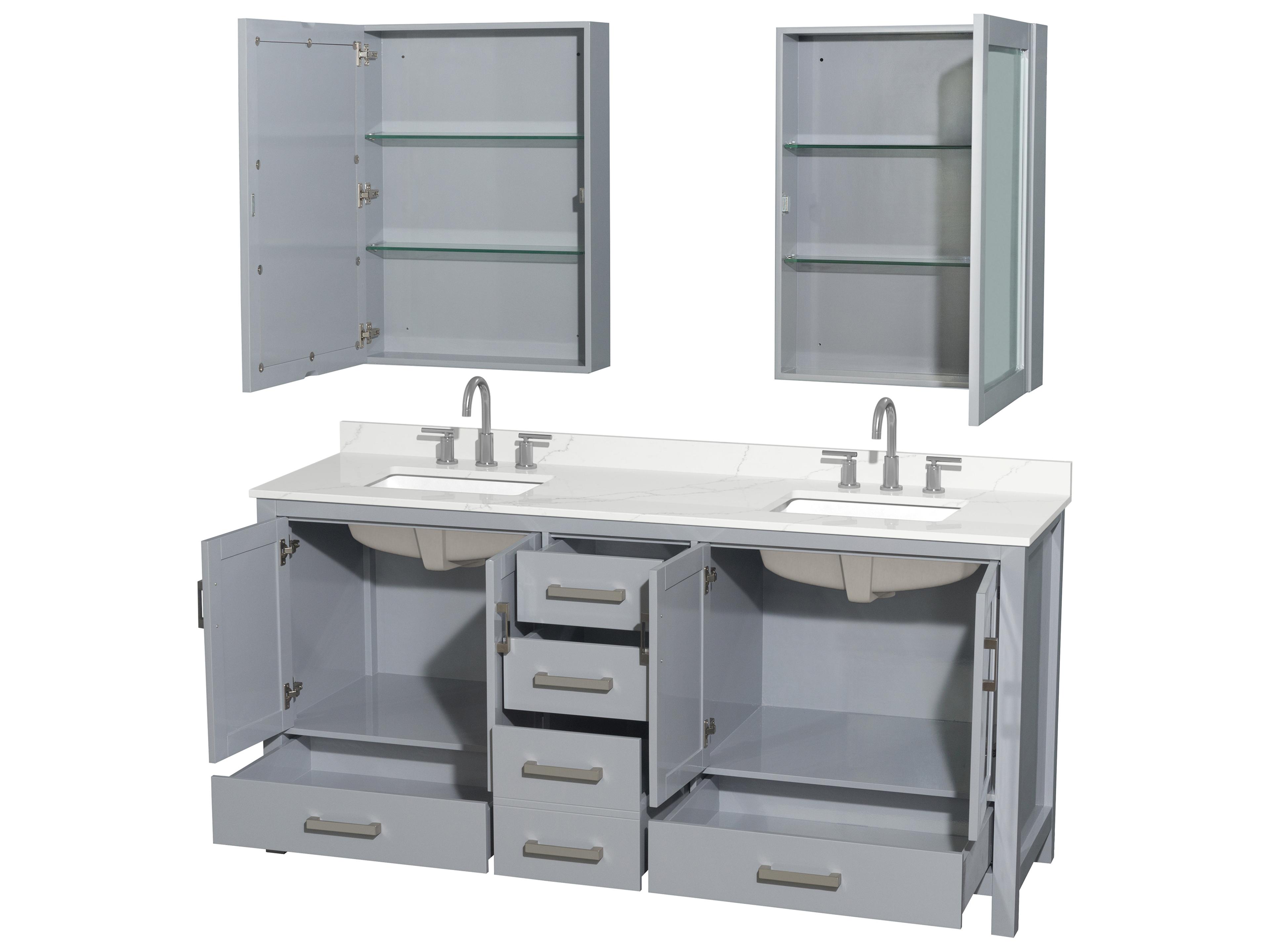 Wyndham Collection Sheffield 72" Gray Vanity with Medicine Cabinet