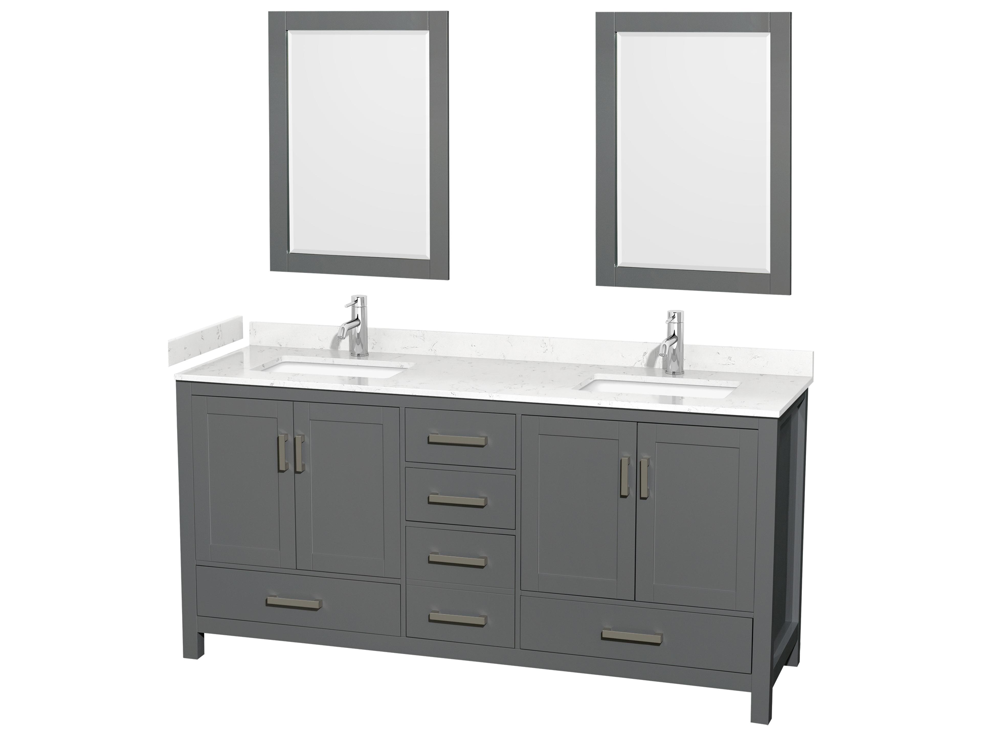 Sheffield 72" Dark Gray Vanity with 24" Mirror