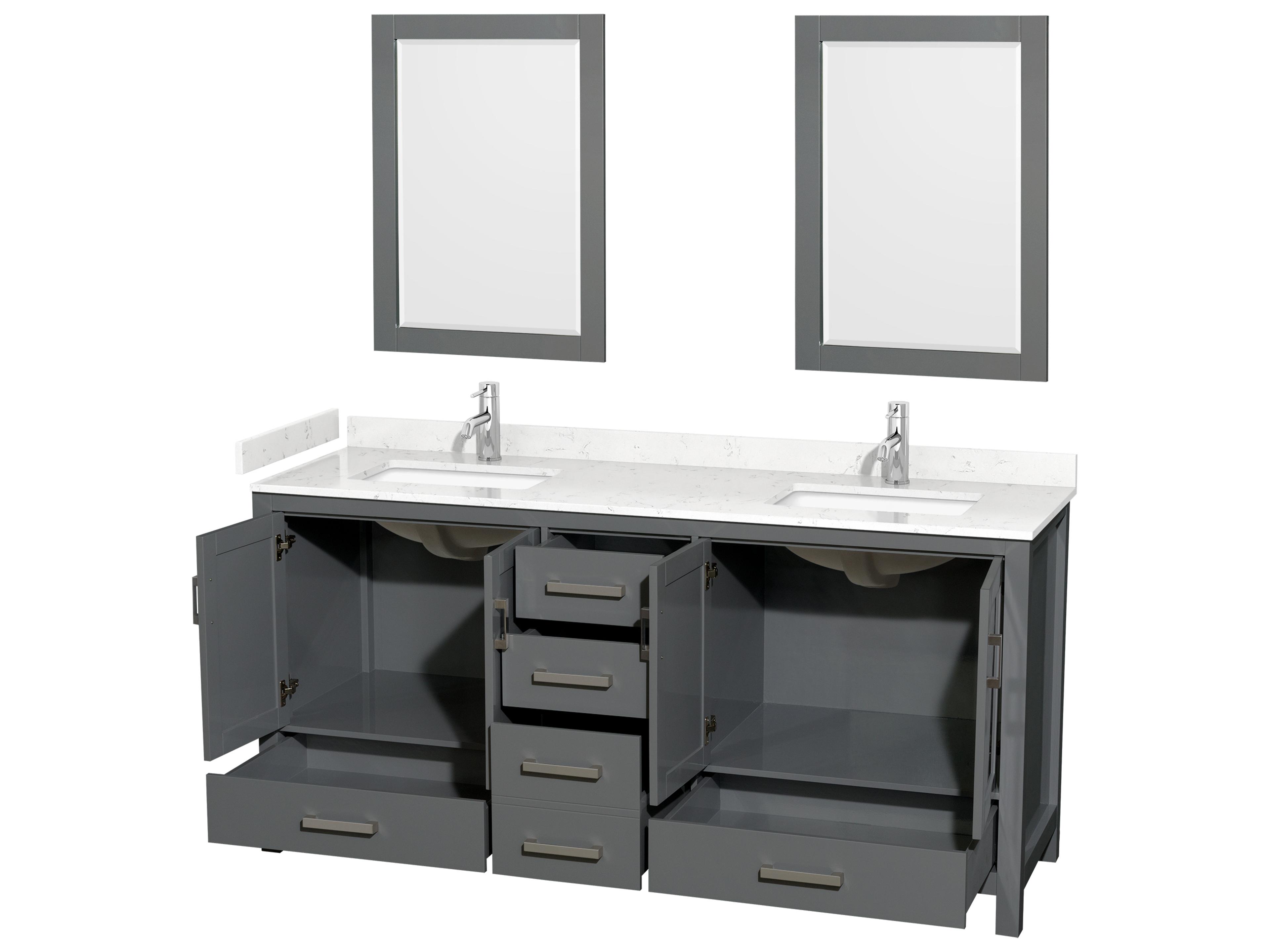 Wyndham Collection Sheffield 72" Dark Gray Vanity with 24" Mirror
