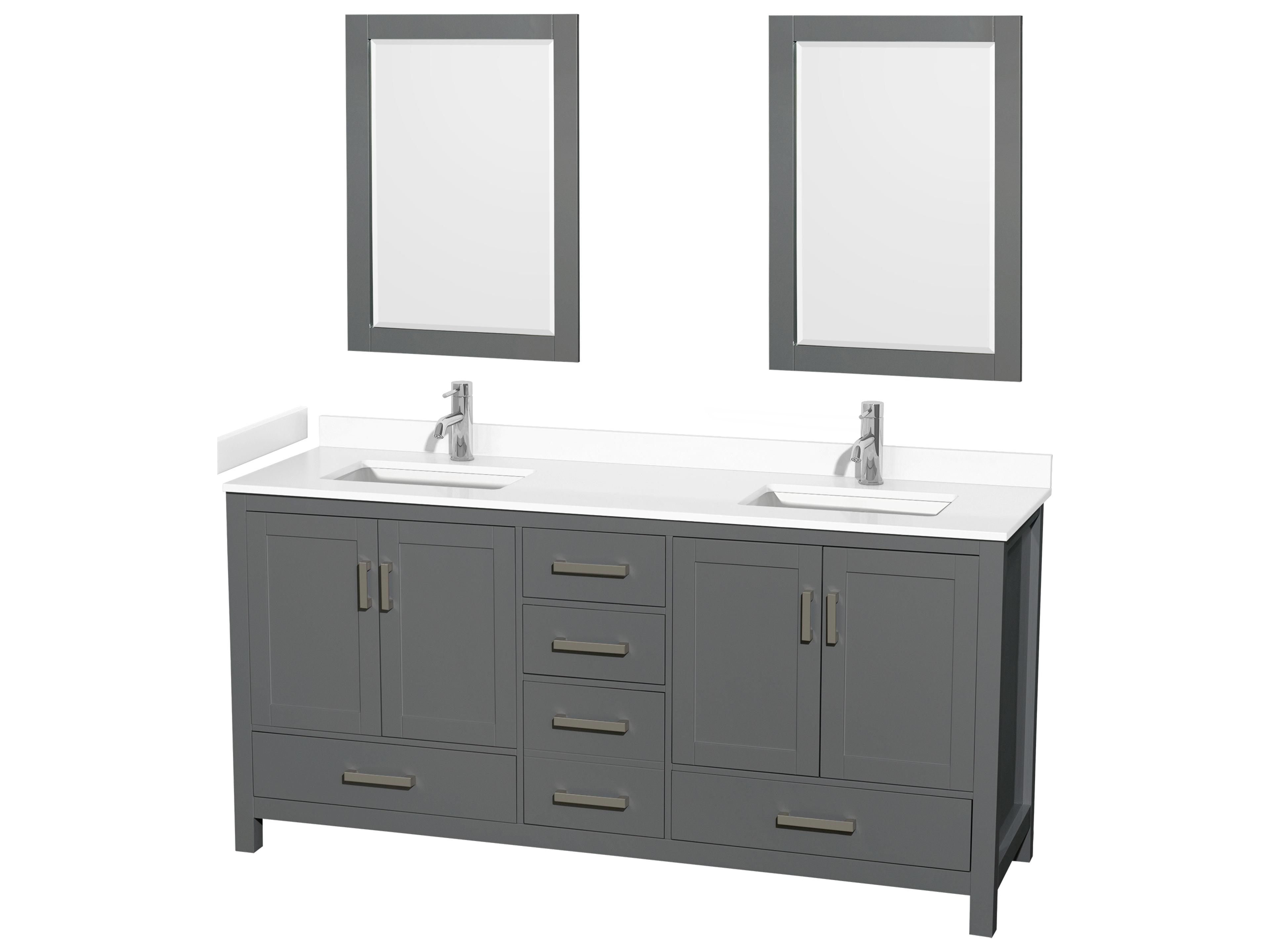 Wyndham Collection Sheffield 72" Dark Gray Vanity with 24" Mirror