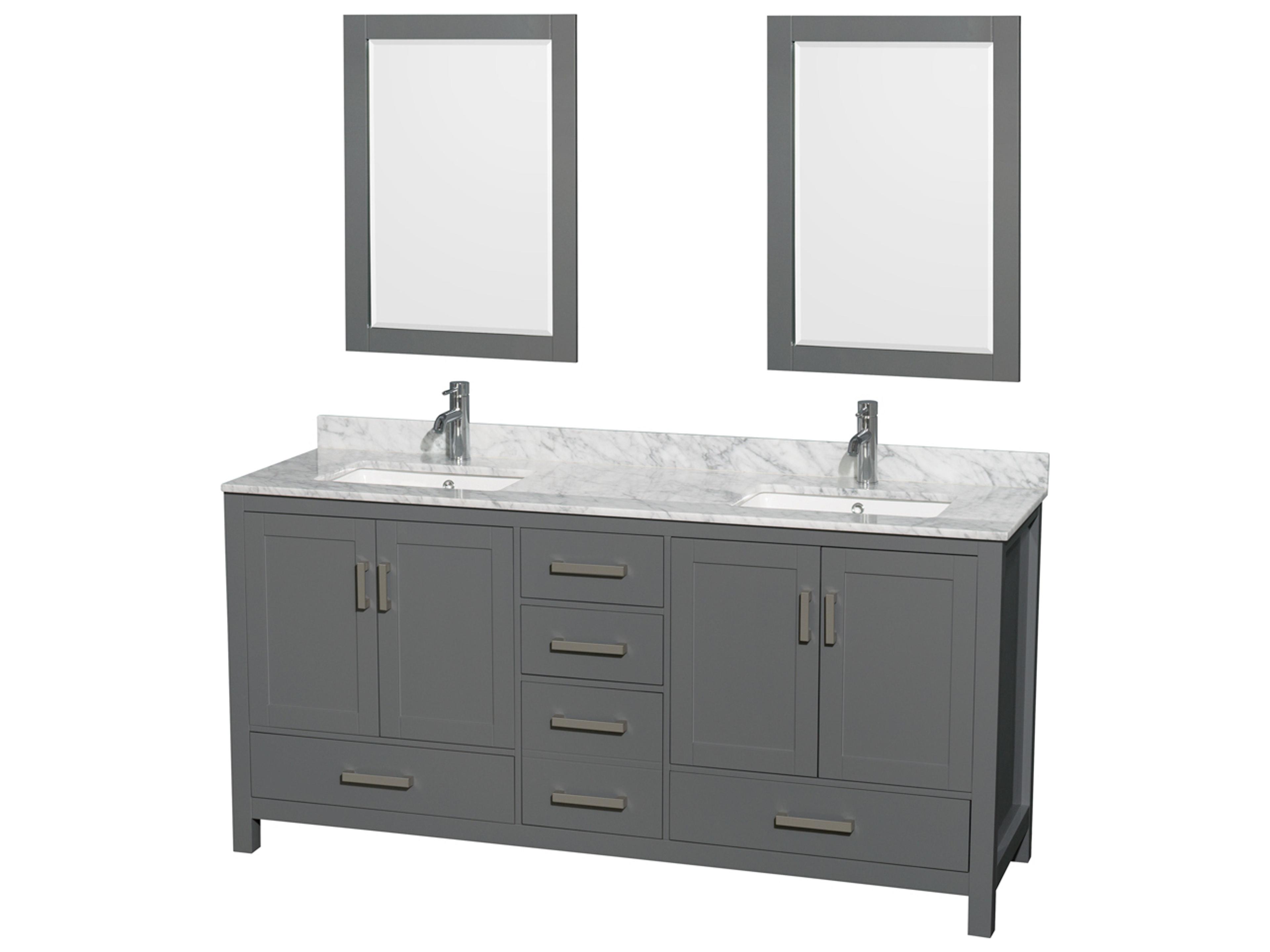 Wyndham Collection Sheffield 72" Dark Gray Vanity with 24" Mirror