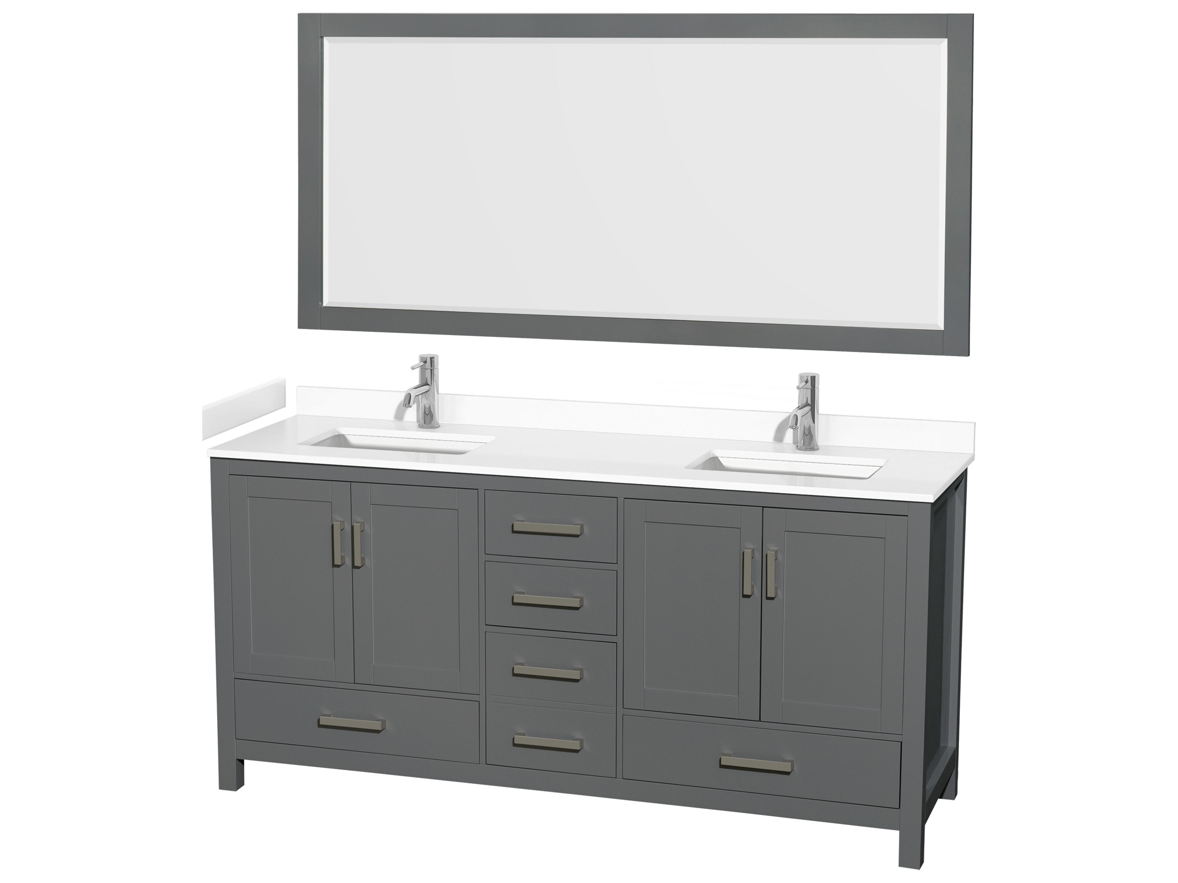 Wyndham Collection Sheffield 72" Dark Gray Vanity with 70" Mirror
