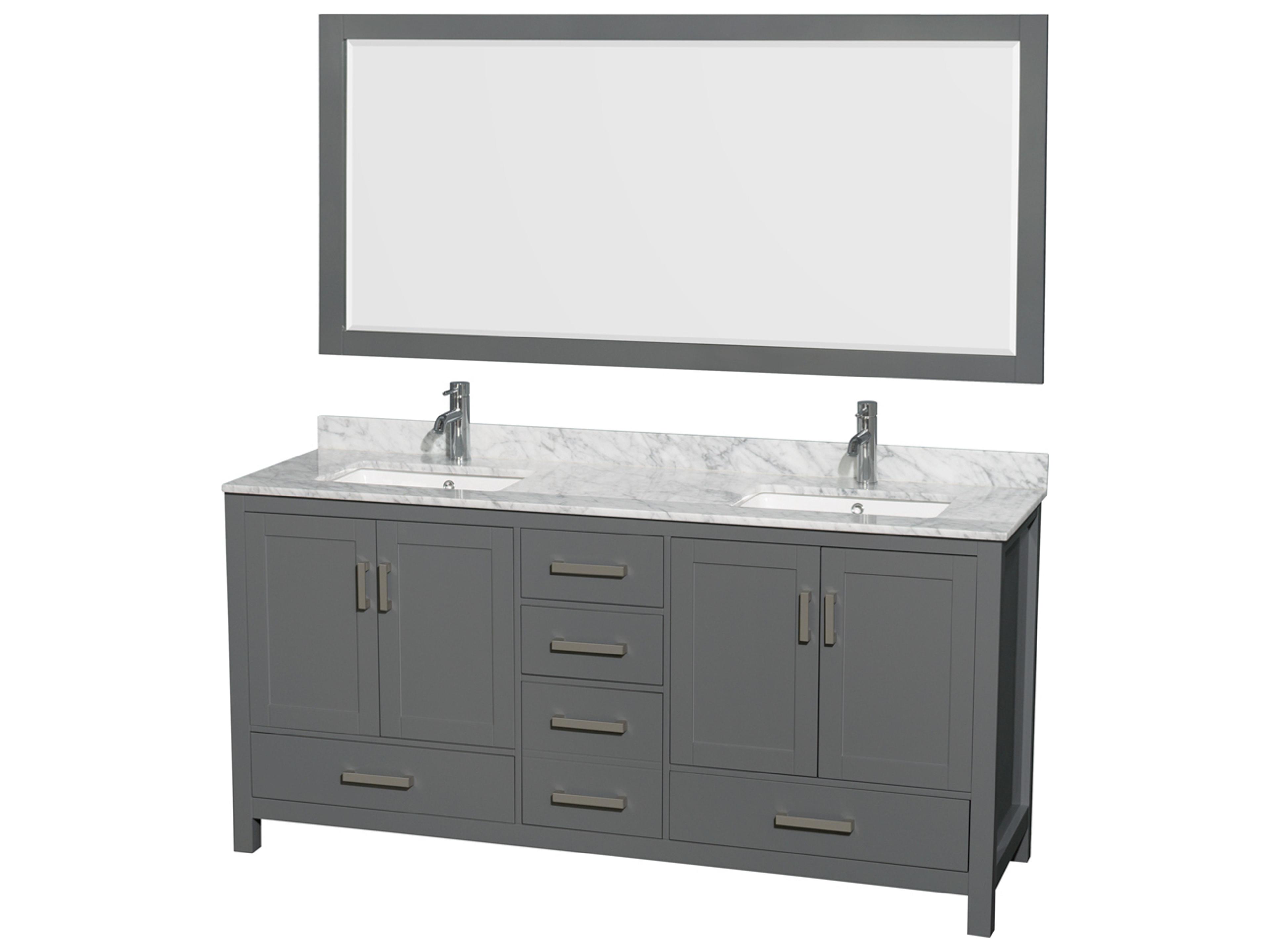 Wyndham Collection Sheffield 72" Dark Gray Vanity with 70" Mirror