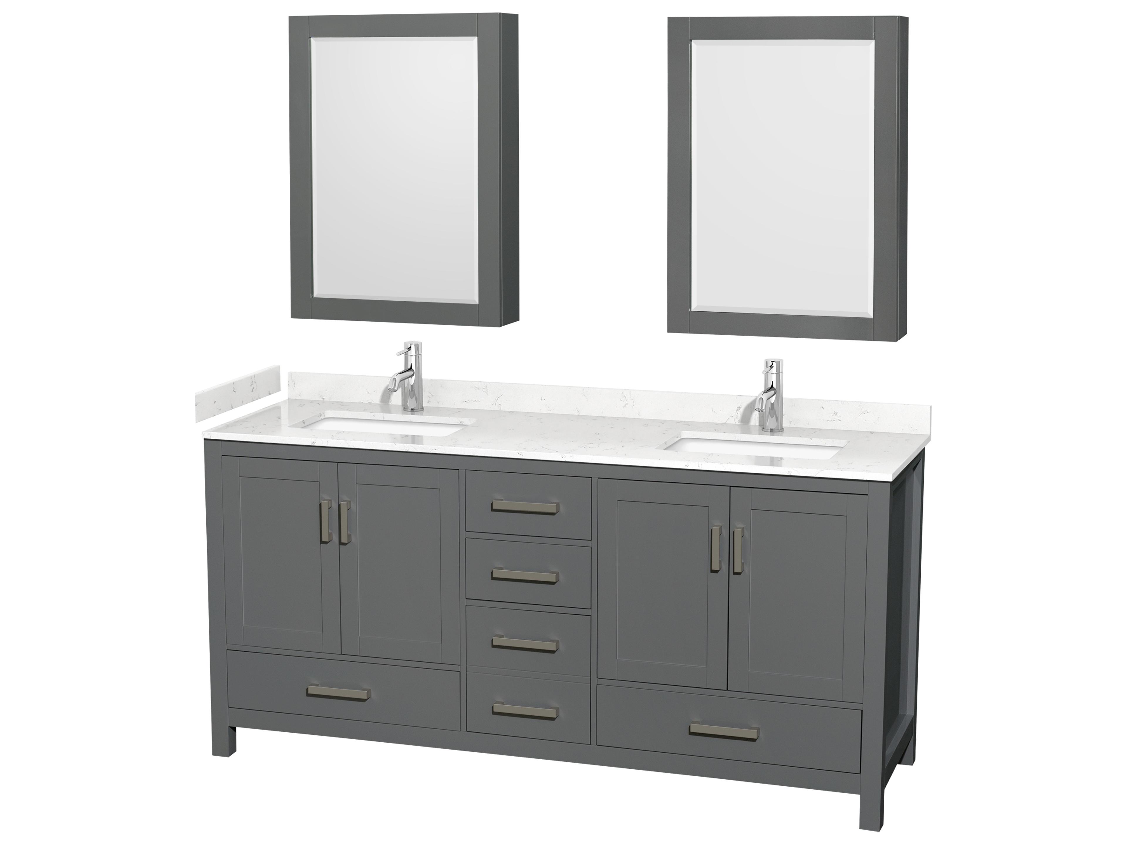Sheffield 72" Dark Gray Vanity with Medicine Cabinet