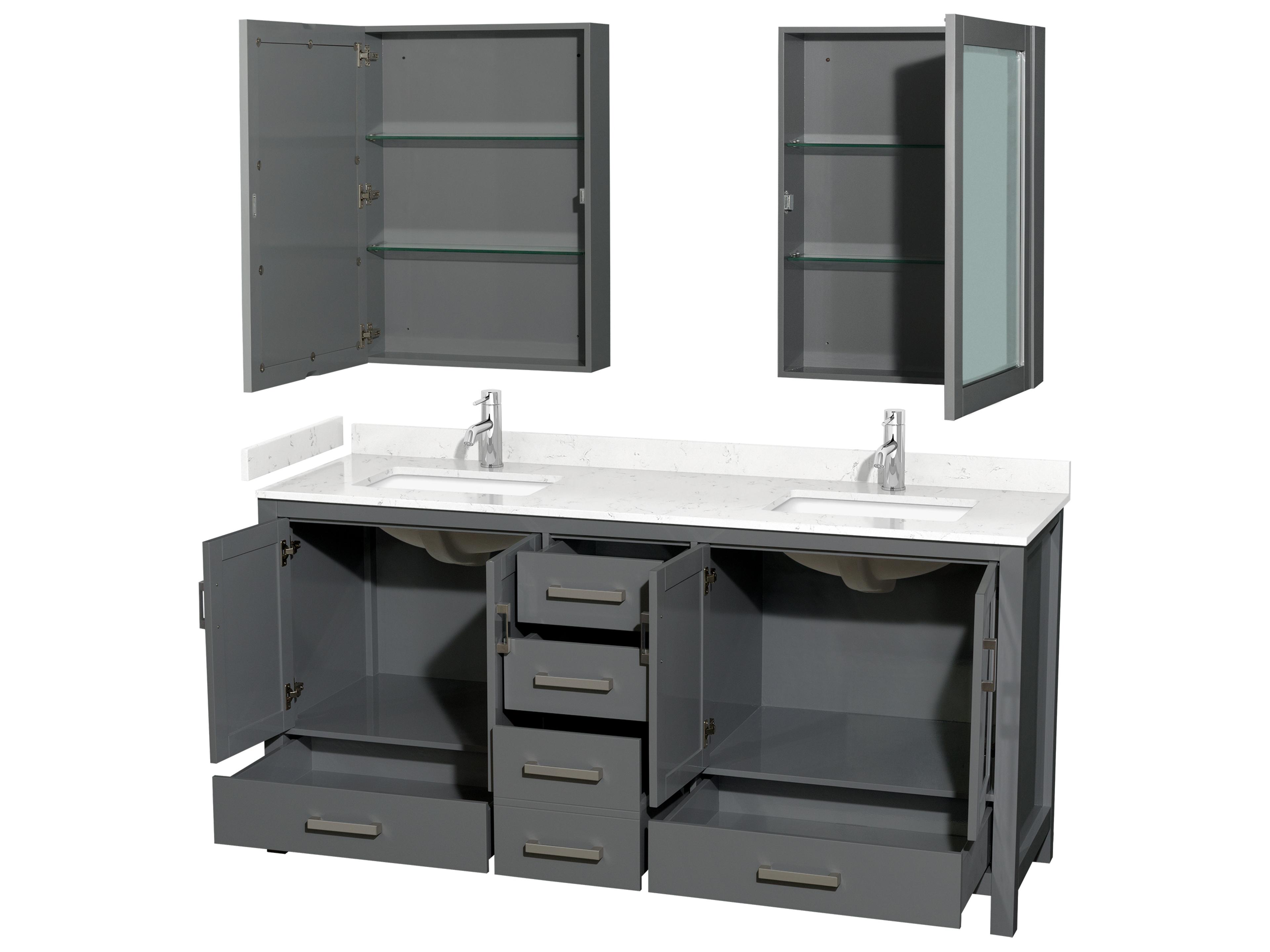 Wyndham Collection Sheffield 72" Dark Gray Vanity with Medicine Cabinet