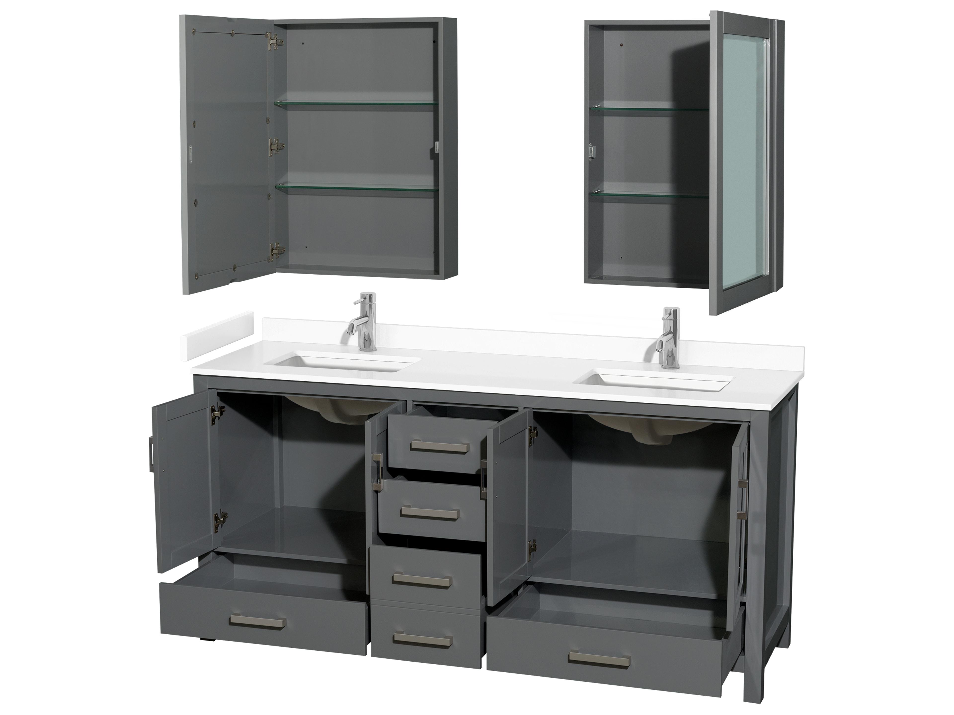 Wyndham Collection Sheffield 72" Dark Gray Vanity with Medicine Cabinet