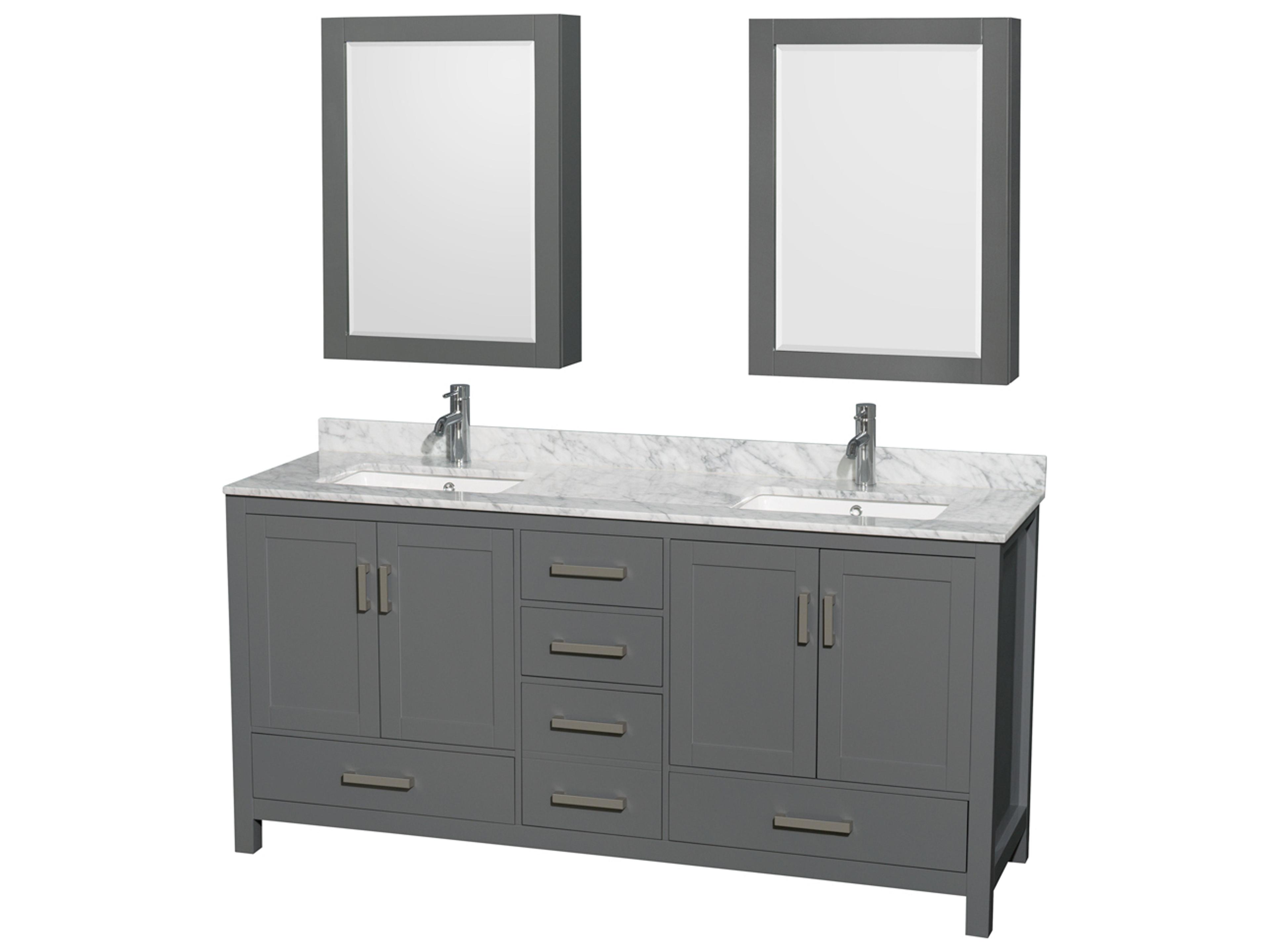 Wyndham Collection Sheffield 72" Dark Gray Vanity with Medicine Cabinet