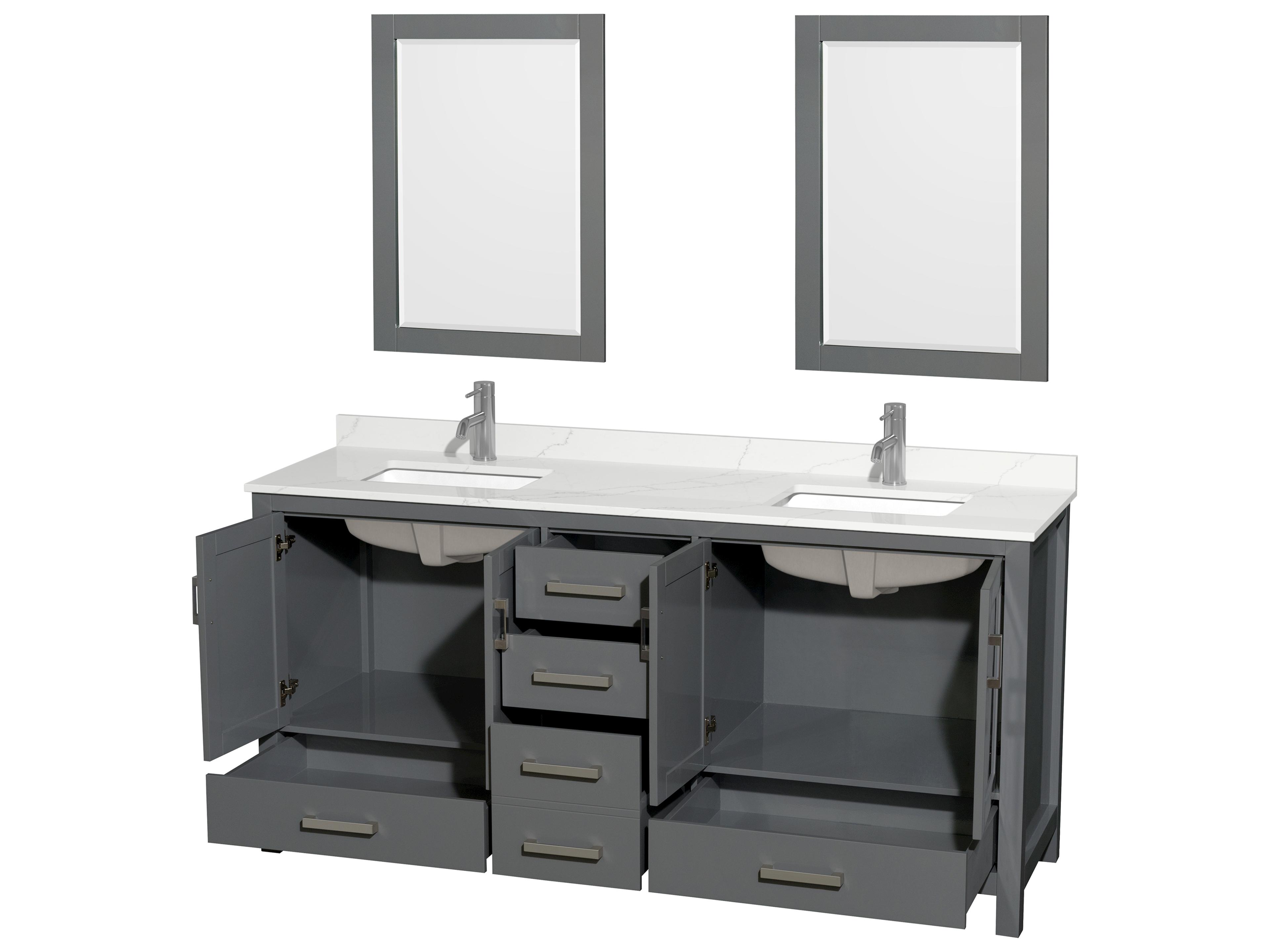 Wyndham Collection Sheffield 72" Dark Gray Vanity with 24" Mirror