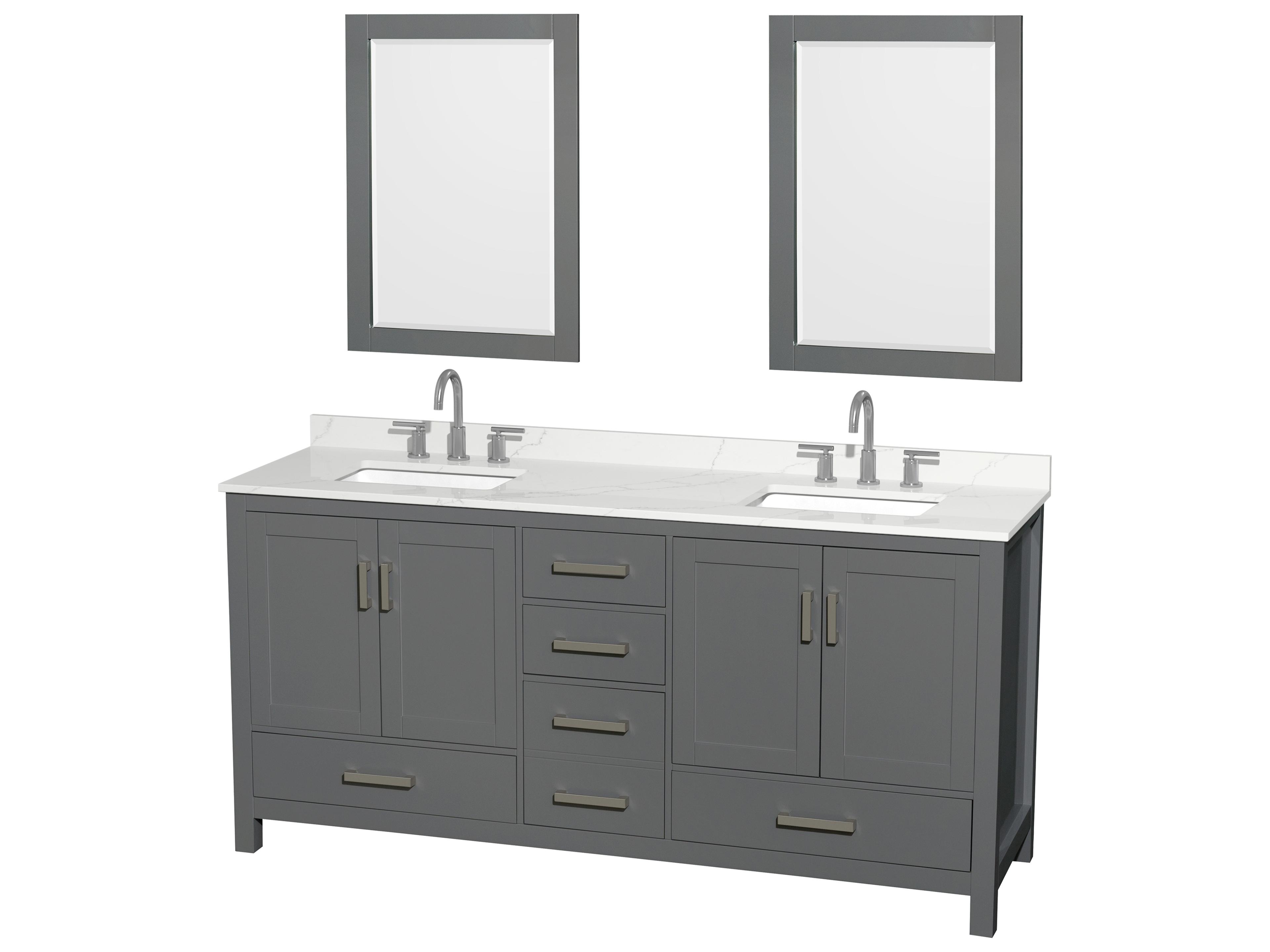 Wyndham Collection Sheffield 72" Dark Gray Vanity with 24" Mirror