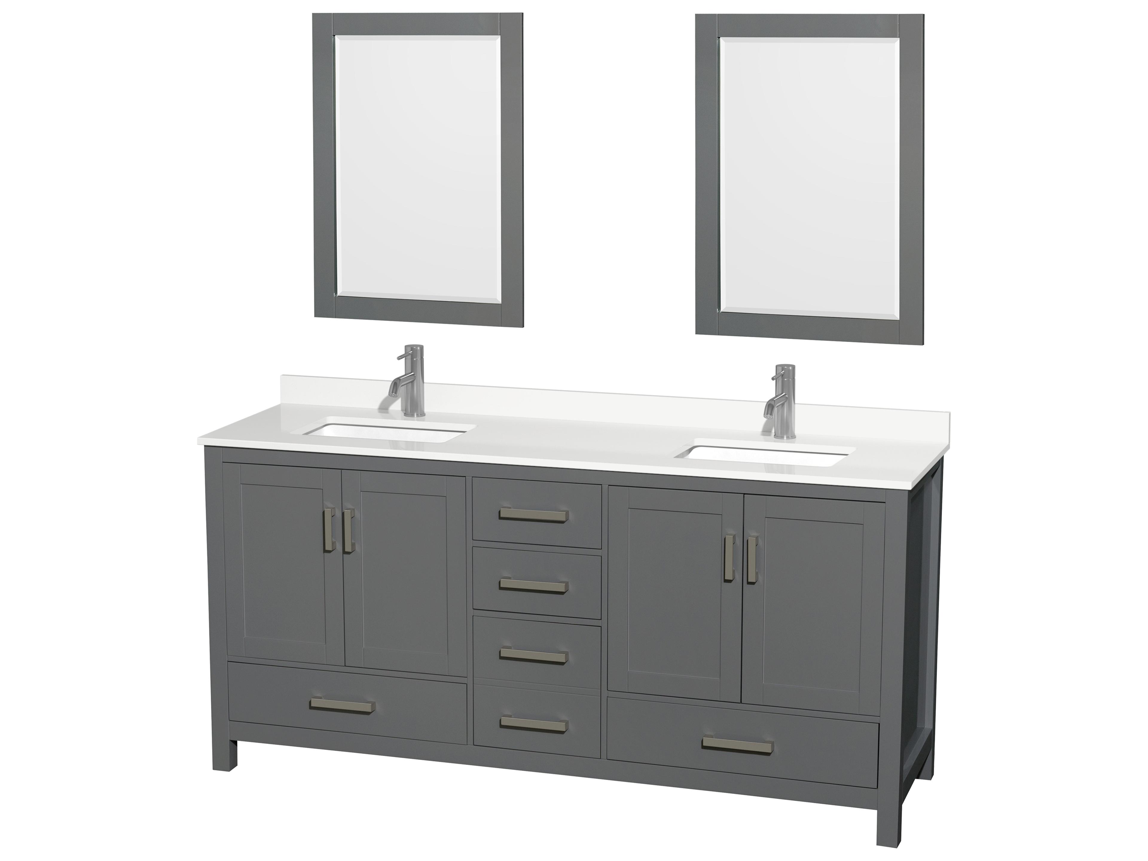 Wyndham Collection Sheffield 72" Dark Gray Vanity with 24" Mirror