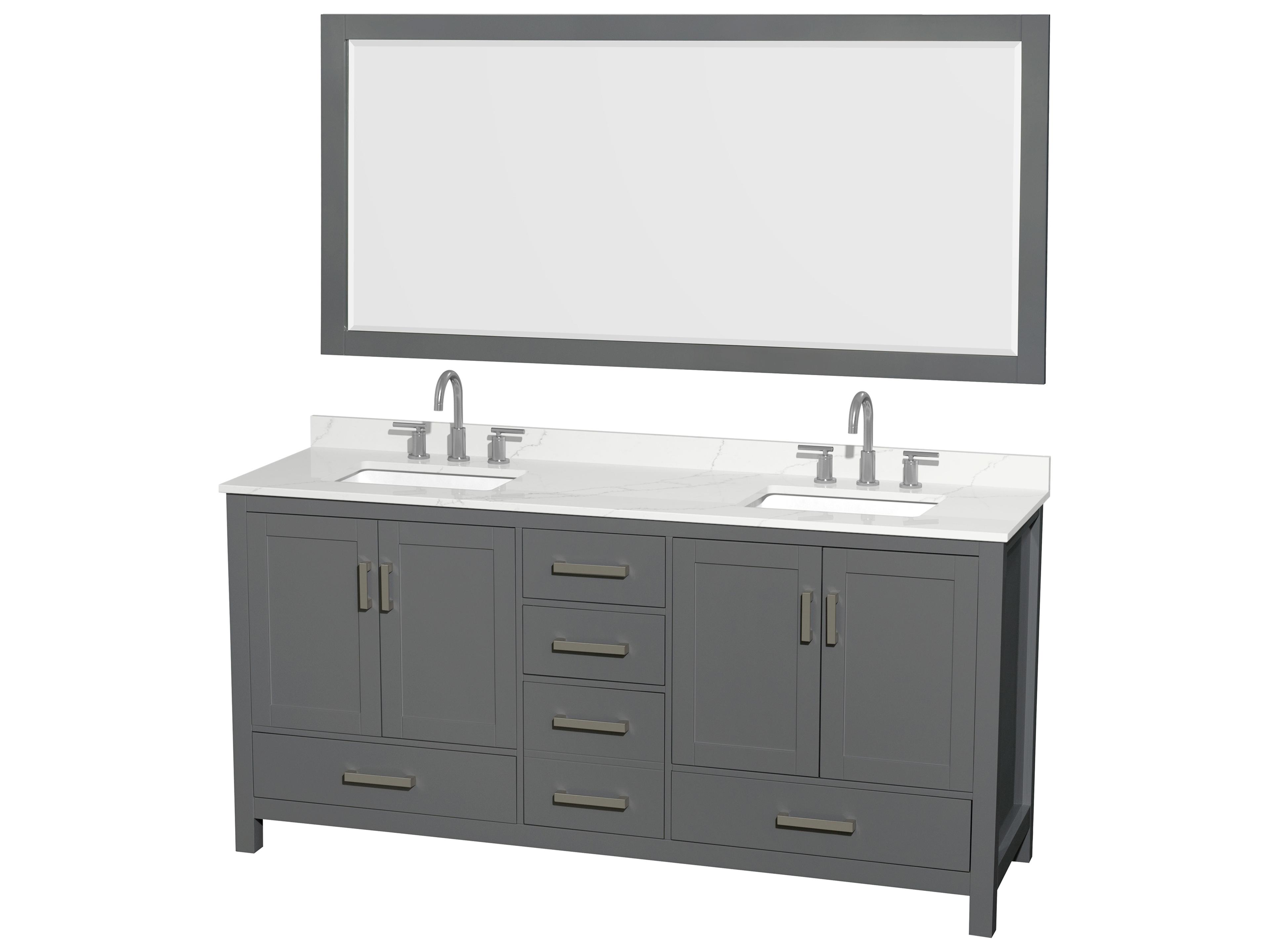 Wyndham Collection Sheffield 72" Dark Gray Vanity with 70" Mirror
