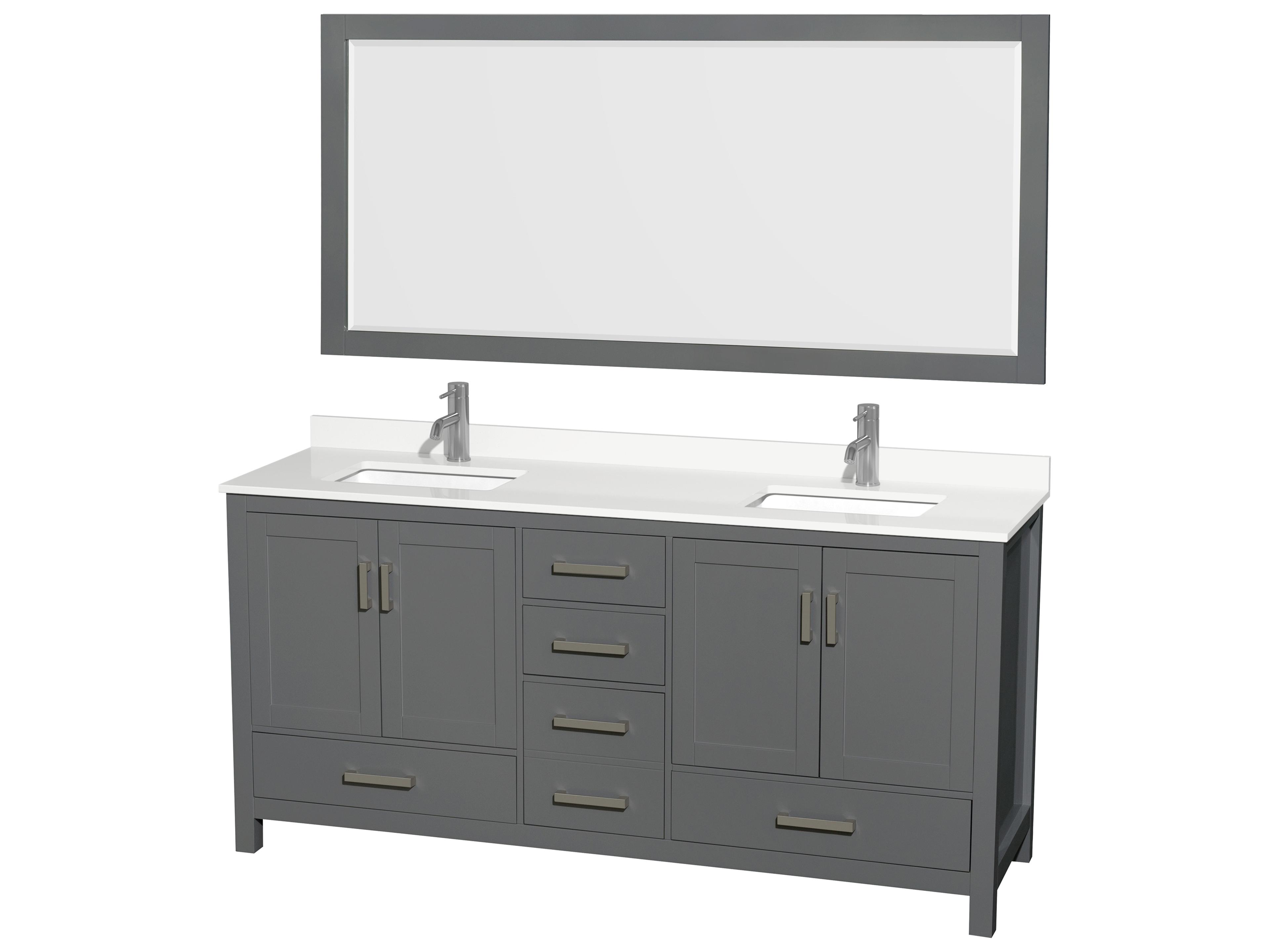 Wyndham Collection Sheffield 72" Dark Gray Vanity with 70" Mirror