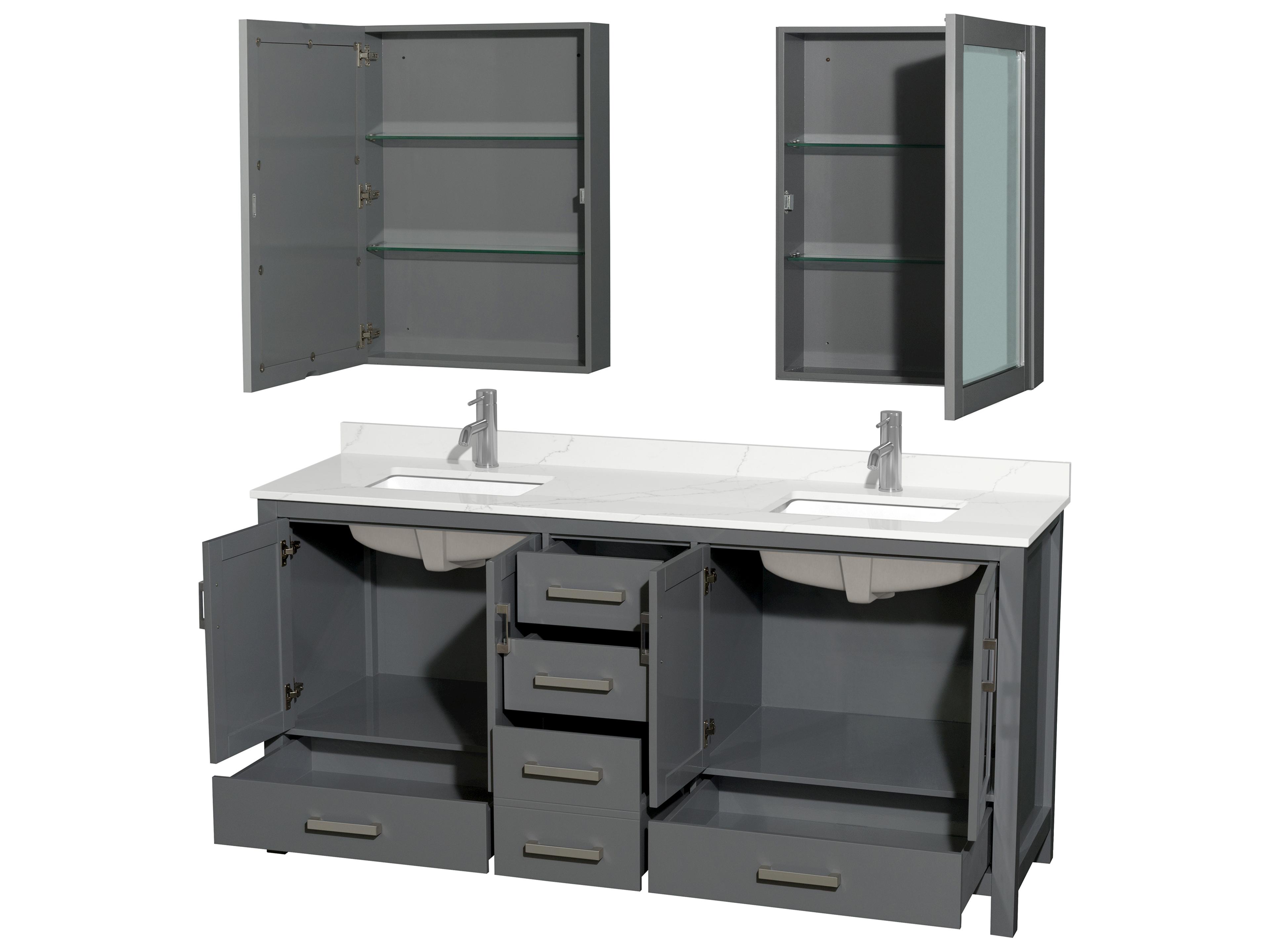 Wyndham Collection Sheffield 72" Dark Gray Vanity with Medicine Cabinet