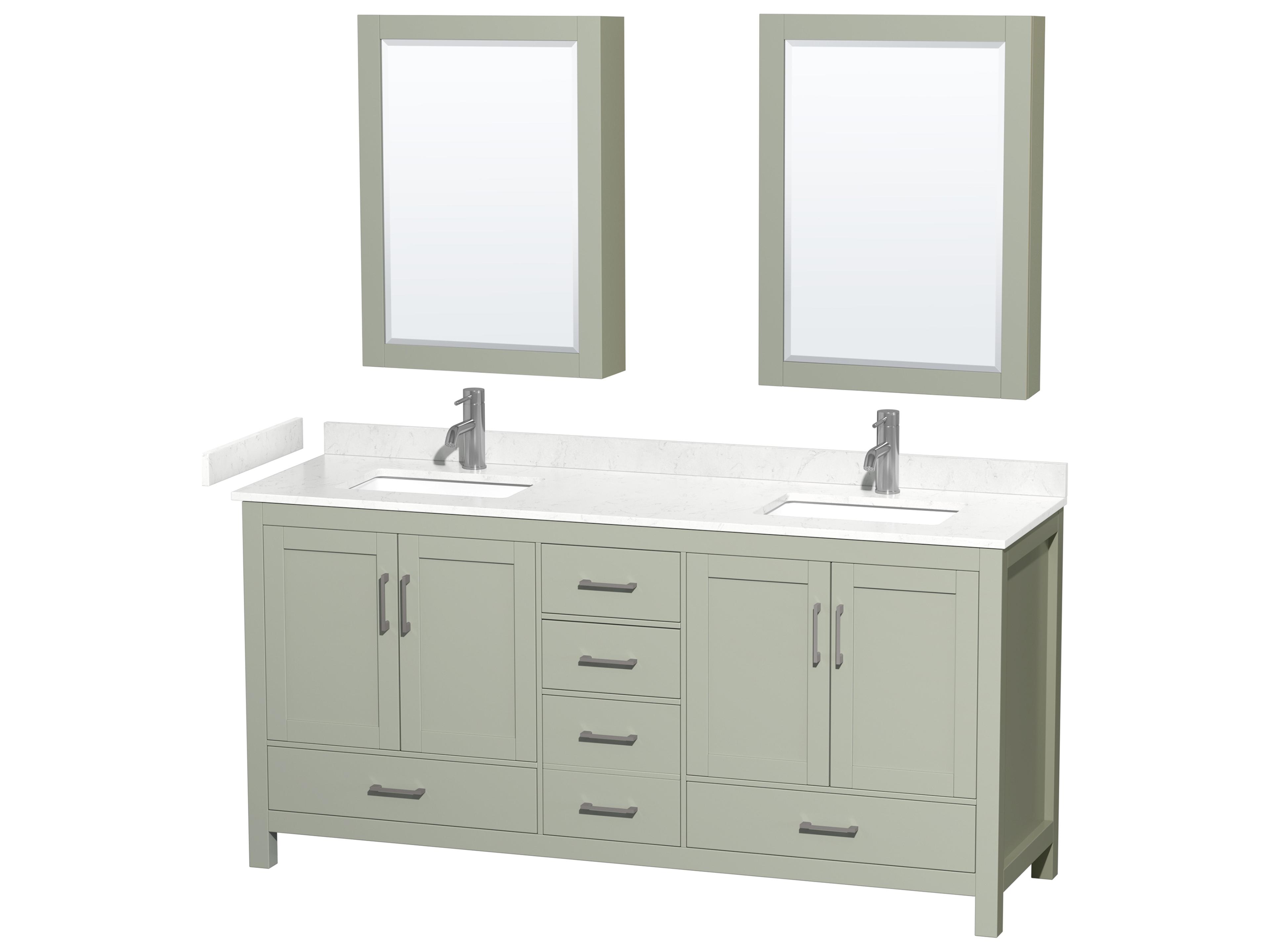 Sheffield 72" Light Green Vanity with Medicine Cabinet