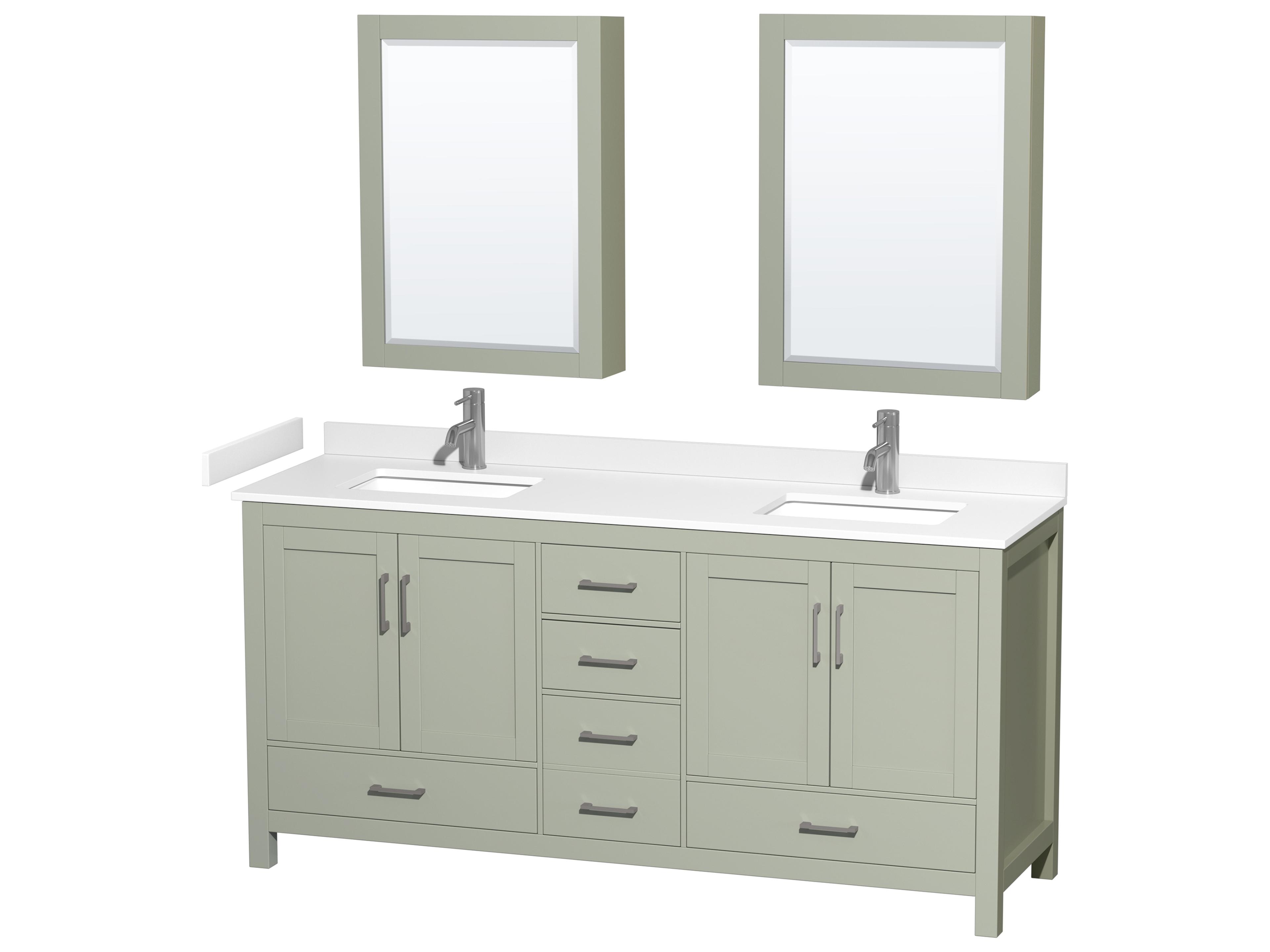 Wyndham Collection Sheffield 72" Light Green Vanity with Medicine Cabinet