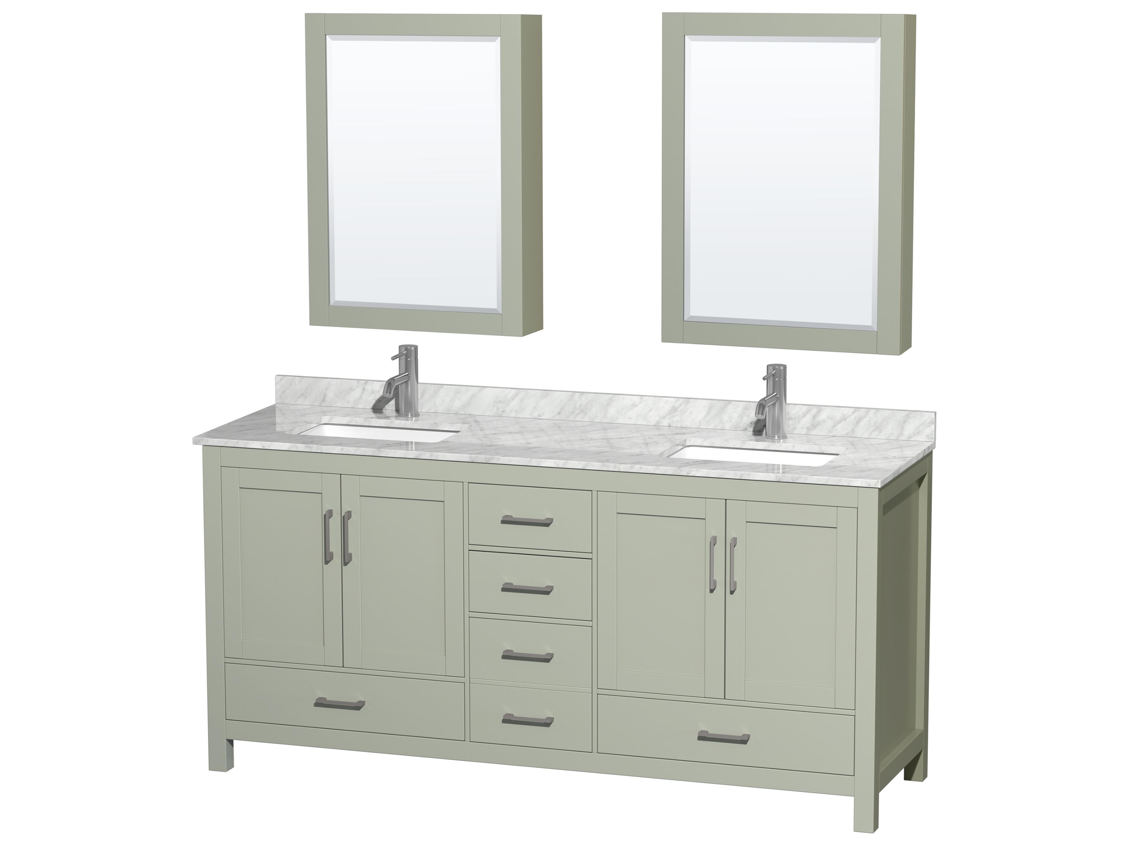 Wyndham Collection Sheffield 72" Light Green Vanity with Medicine Cabinet