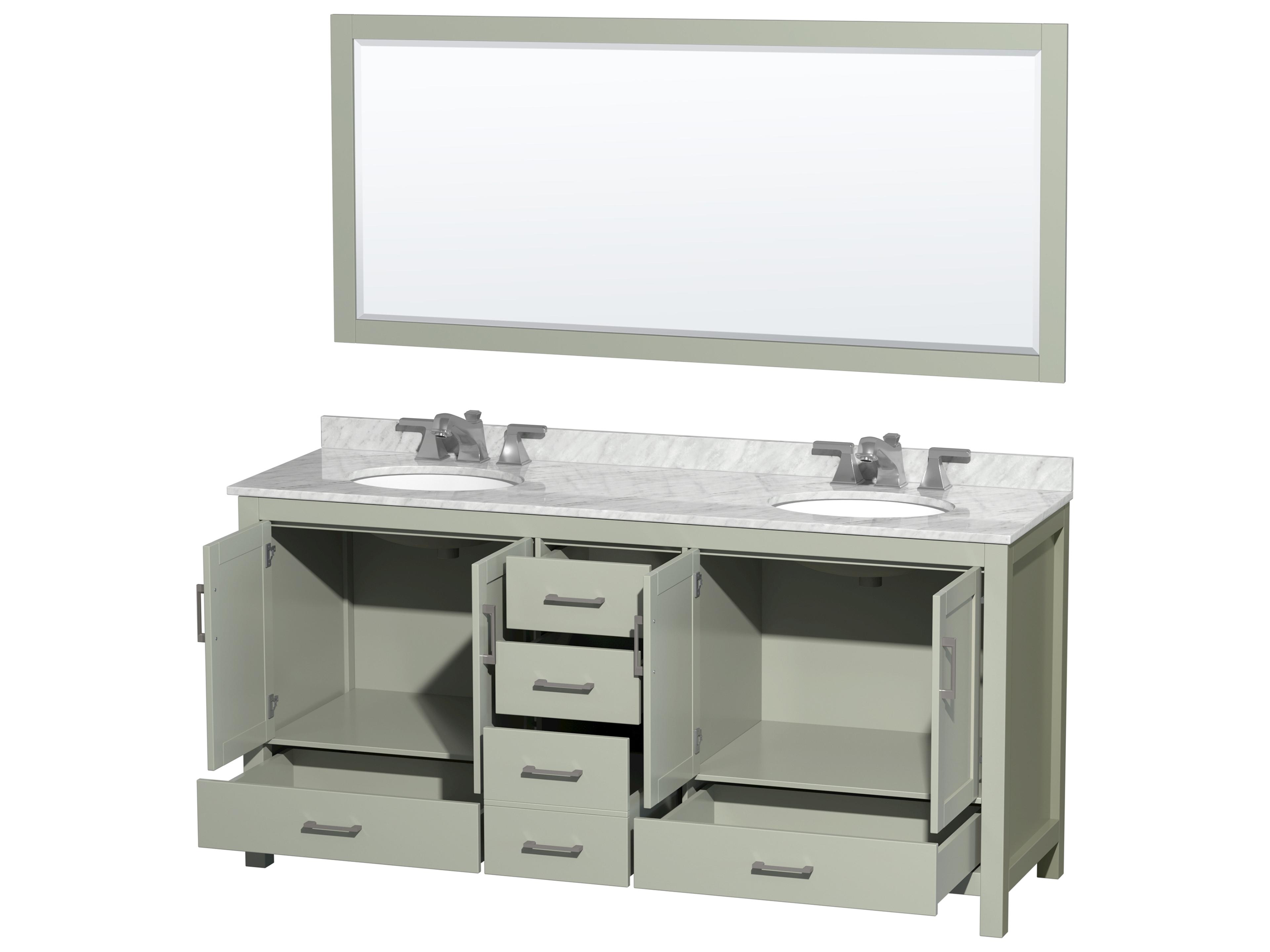 Wyndham Collection Sheffield 72" Light Green Vanity
