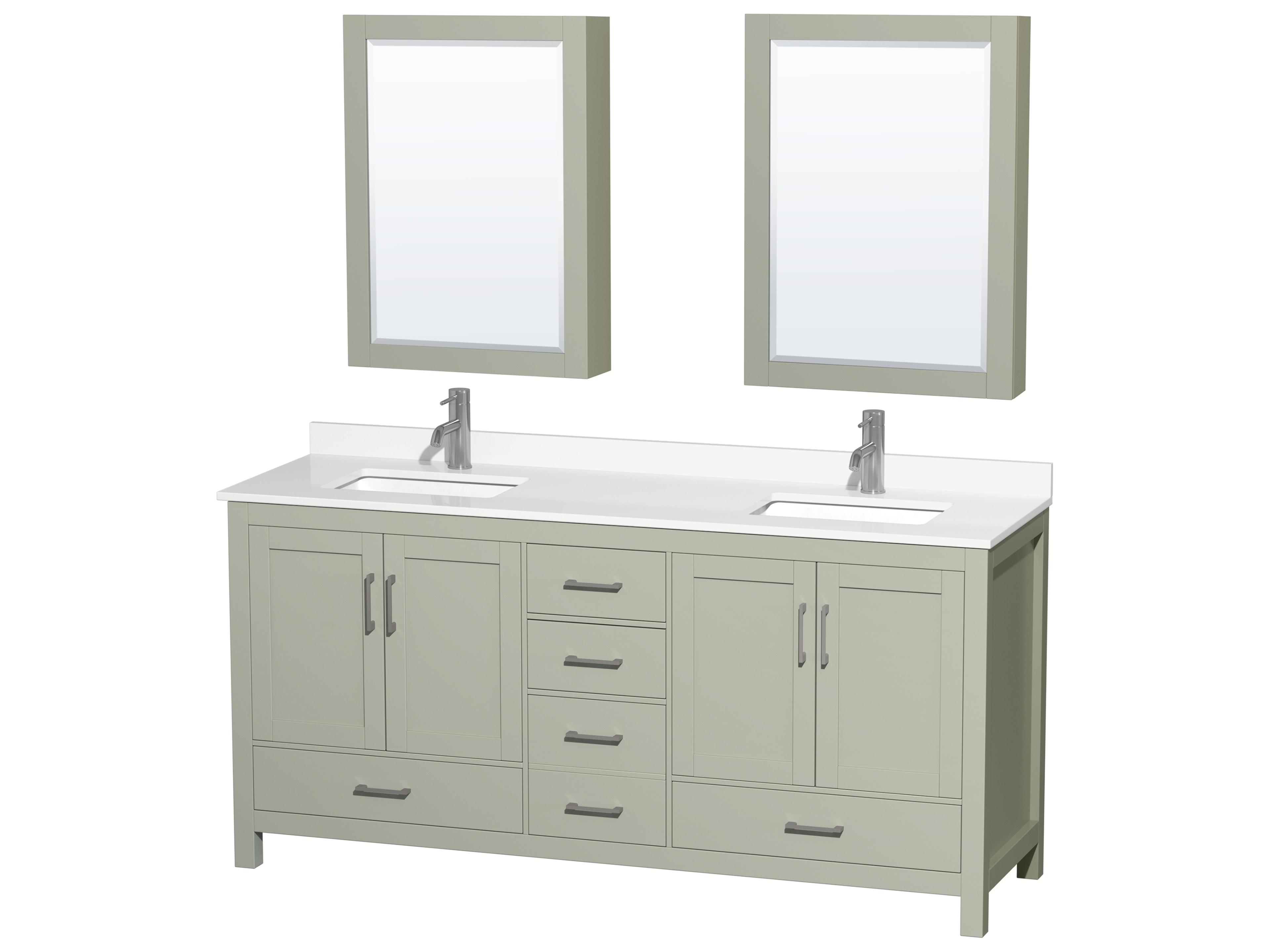 Wyndham Collection Sheffield 72" Light Green Vanity with Medicine Cabinet