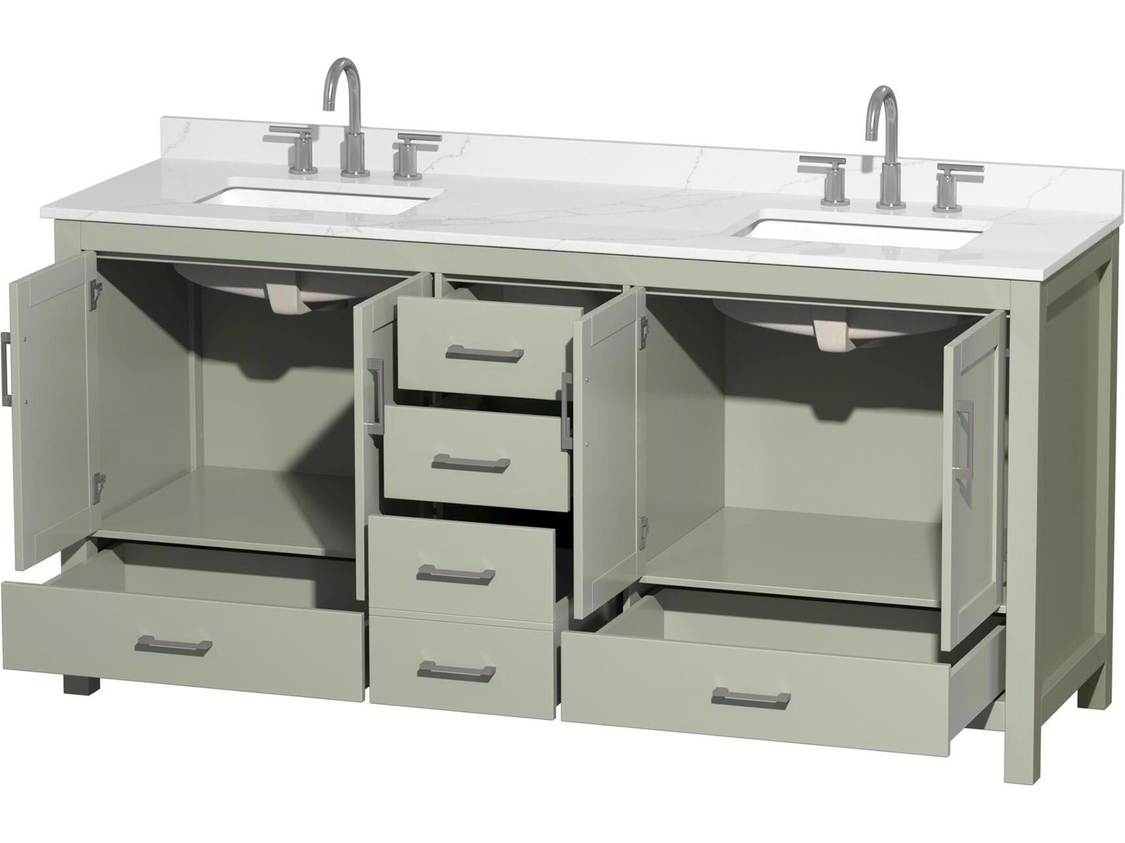 Wyndham Collection Sheffield 72" Light Green Vanity