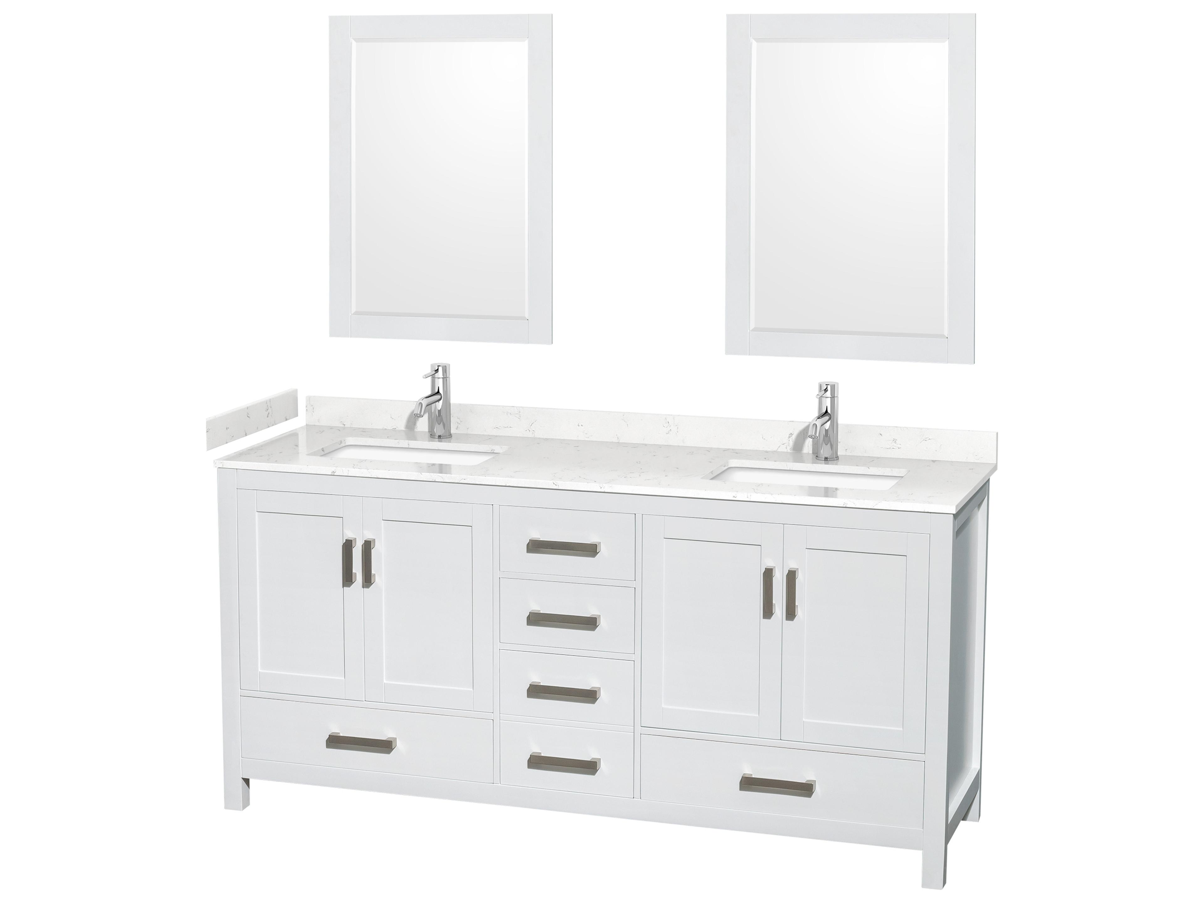 Sheffield 72" White Vanity with 24" Mirror