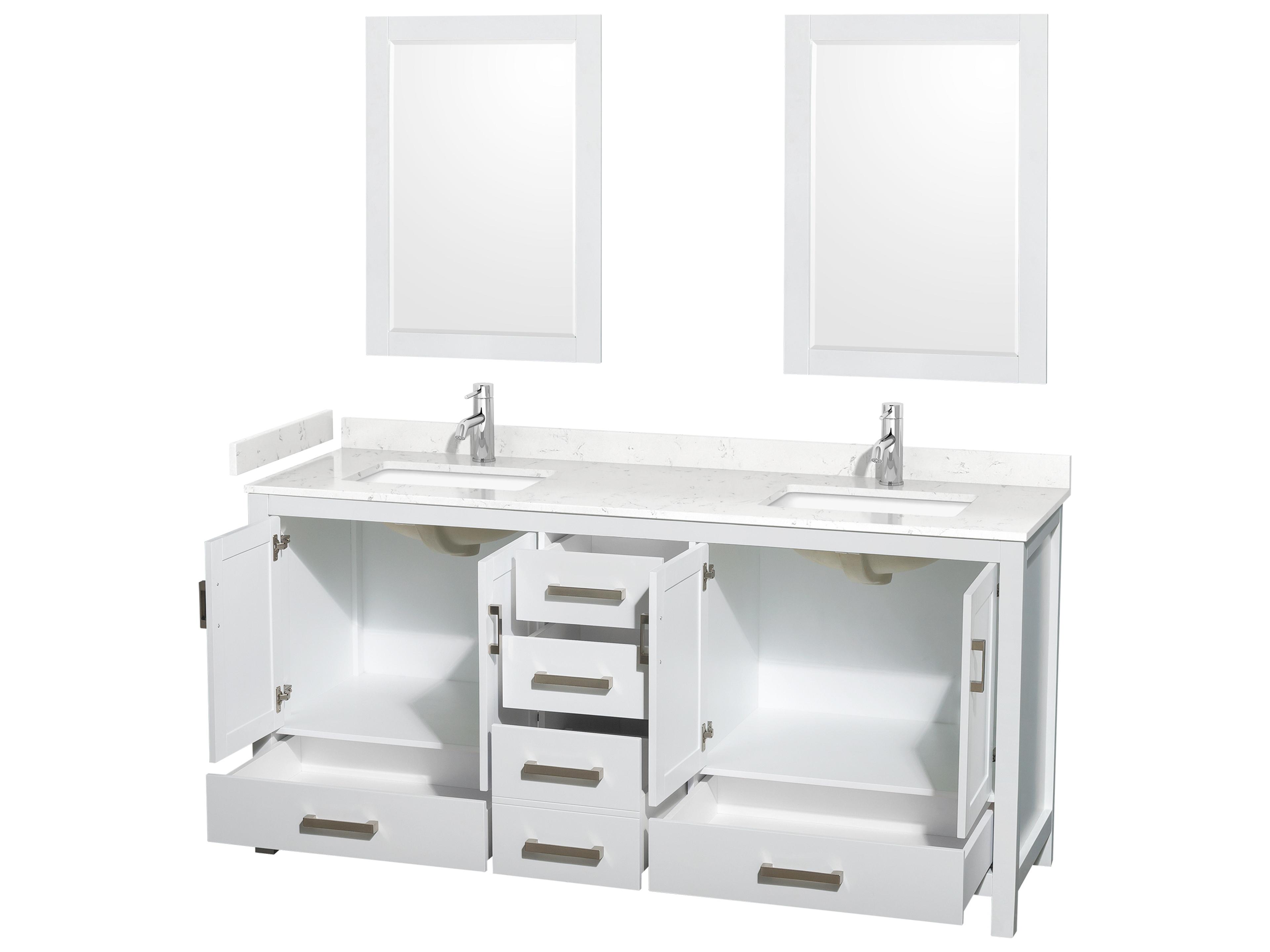 Wyndham Collection Sheffield 72" White Vanity with 24" Mirror