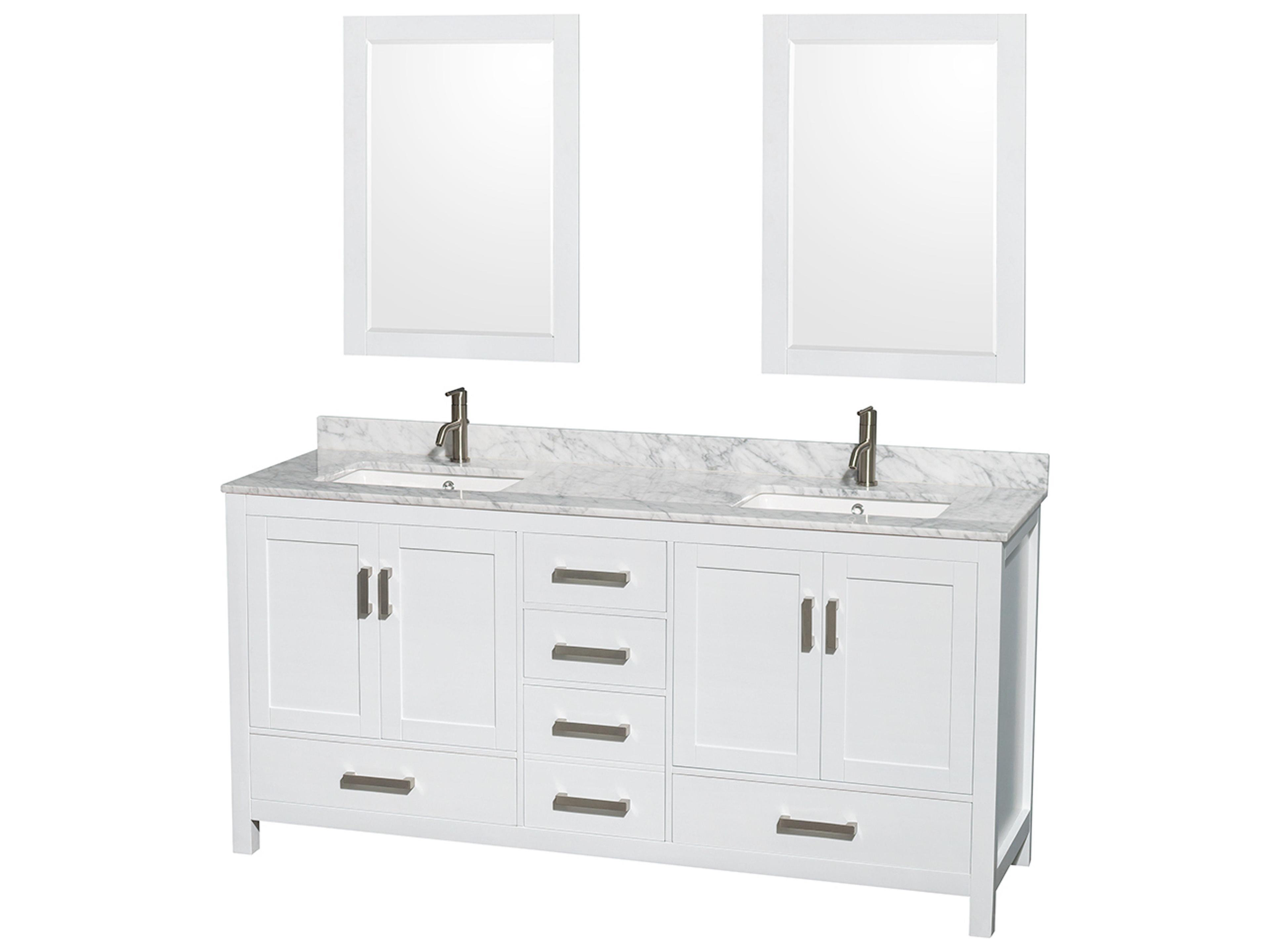 Wyndham Collection Sheffield 72" White Vanity with 24" Mirror