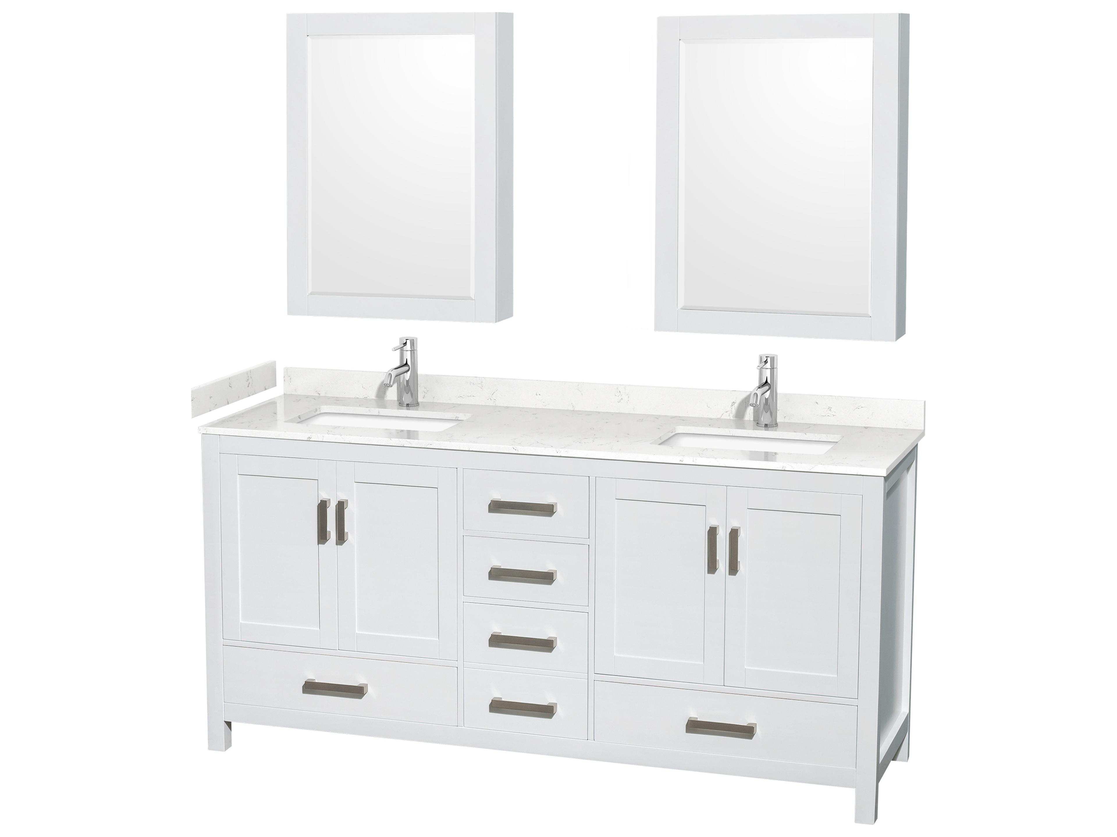 Sheffield 72" White Vanity with Medicine Cabinet