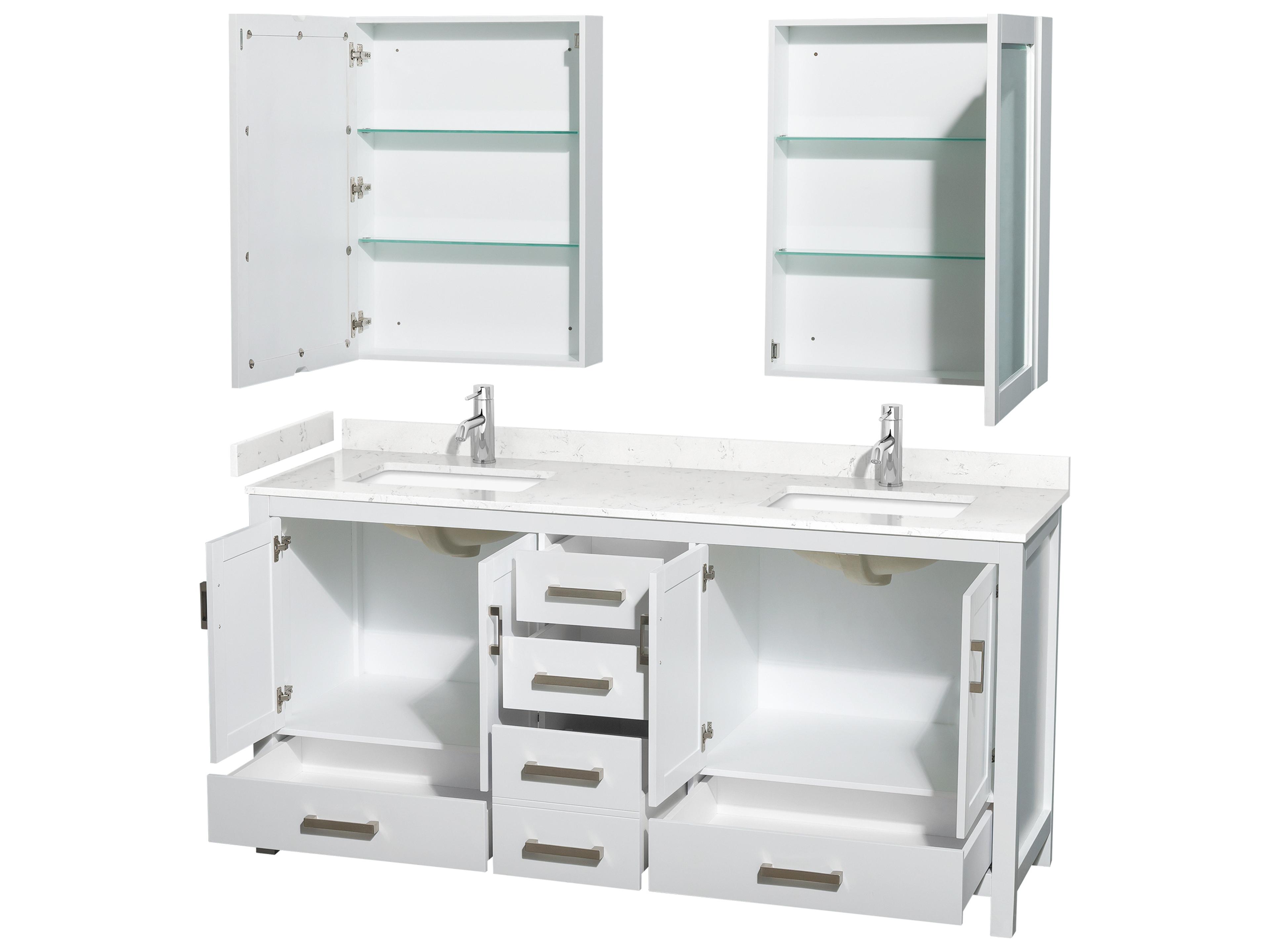 Wyndham Collection Sheffield 72" White Vanity with Medicine Cabinet