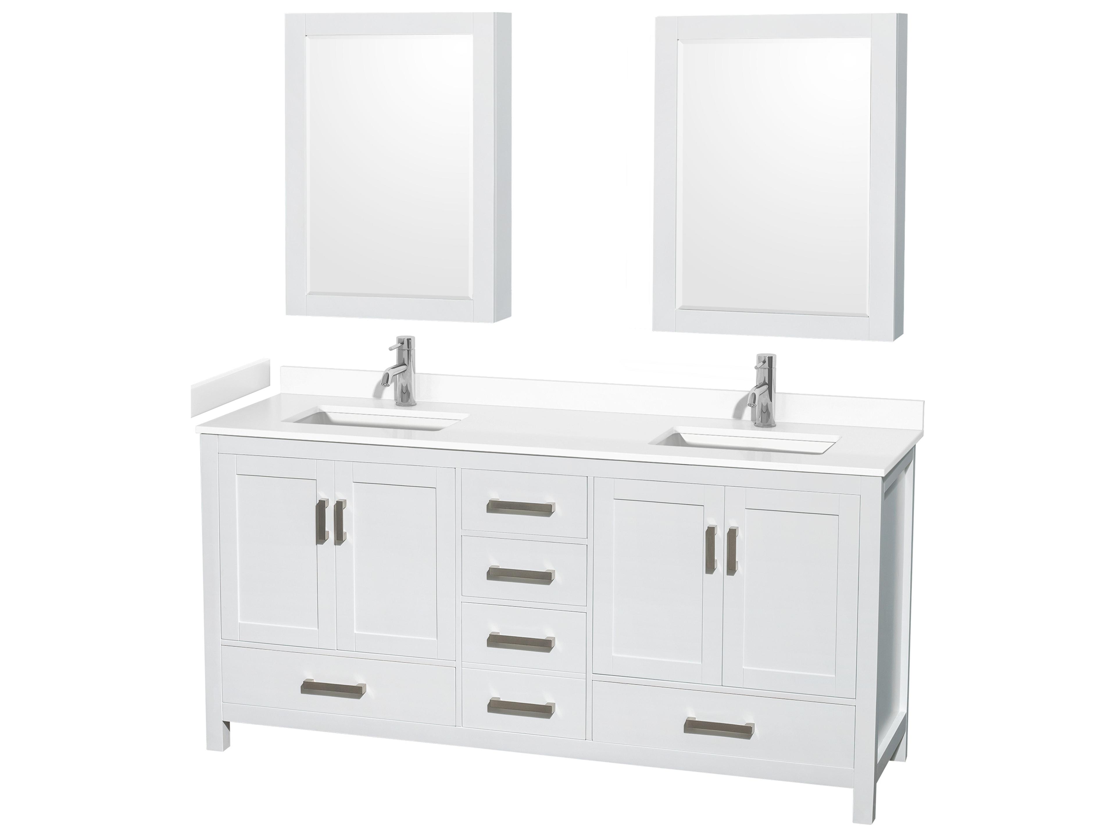 Wyndham Collection Sheffield 72" White Vanity with Medicine Cabinet