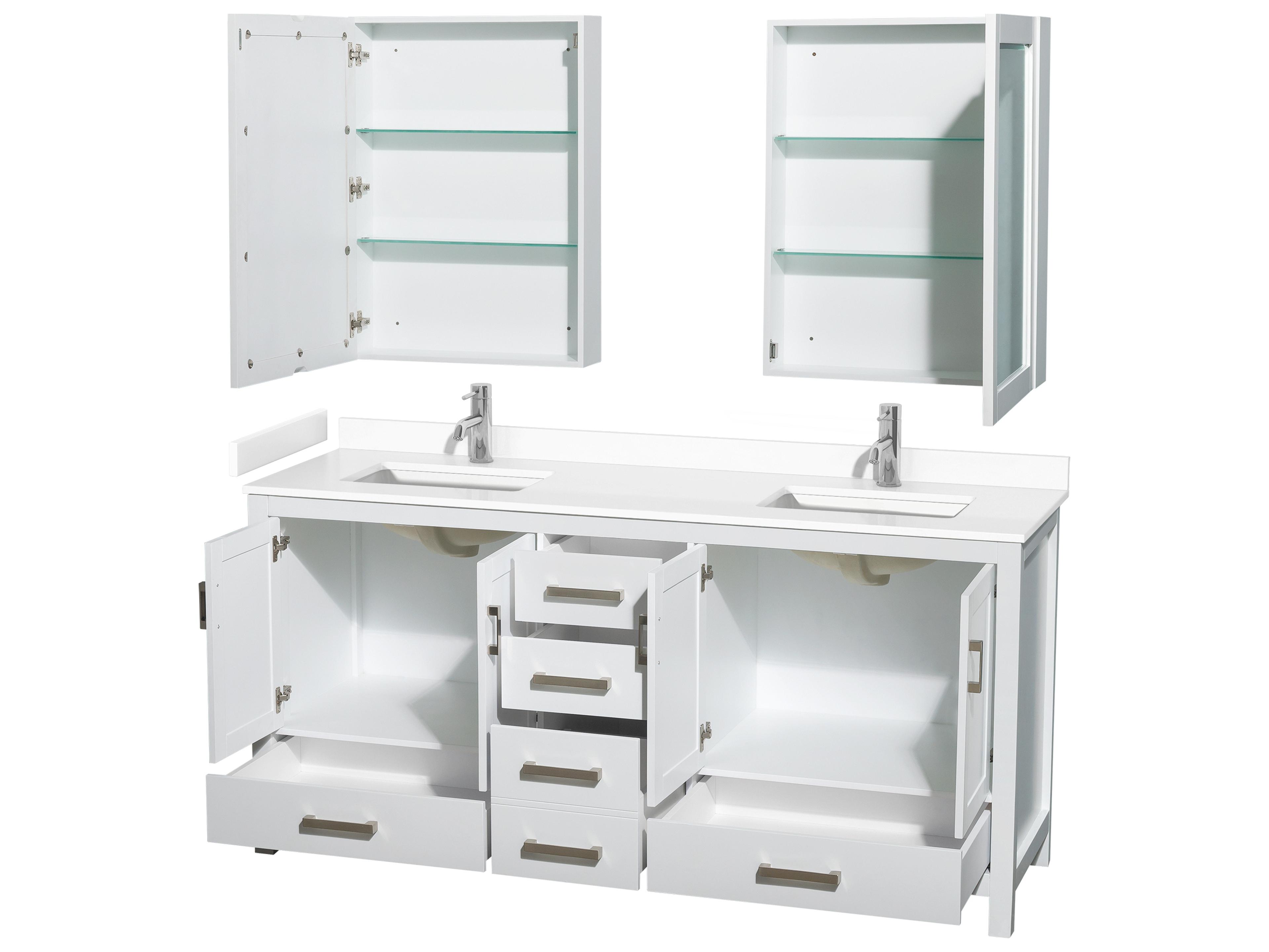 Wyndham Collection Sheffield 72" White Vanity with Medicine Cabinet