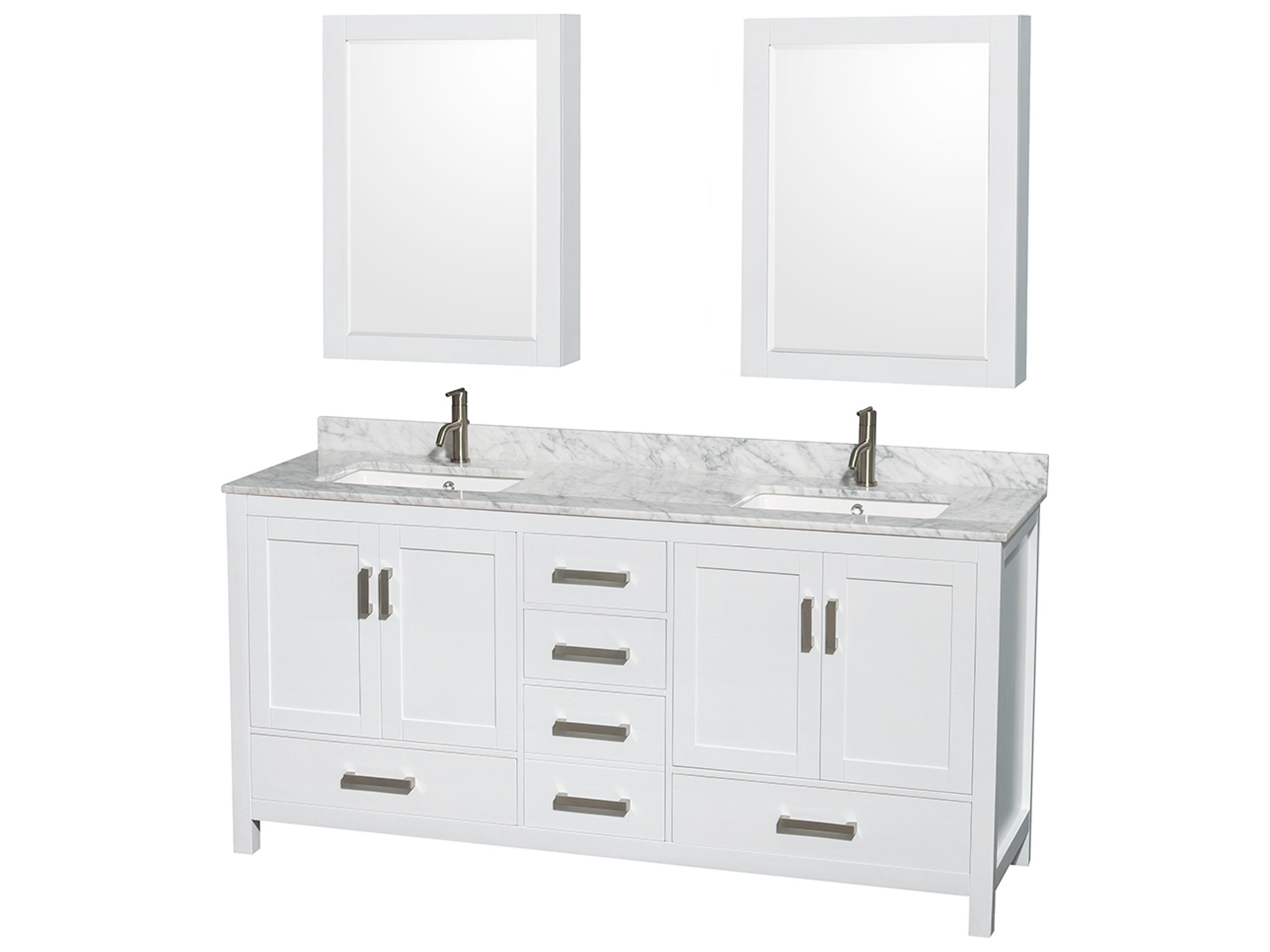 Wyndham Collection Sheffield 72" White Vanity with Medicine Cabinet