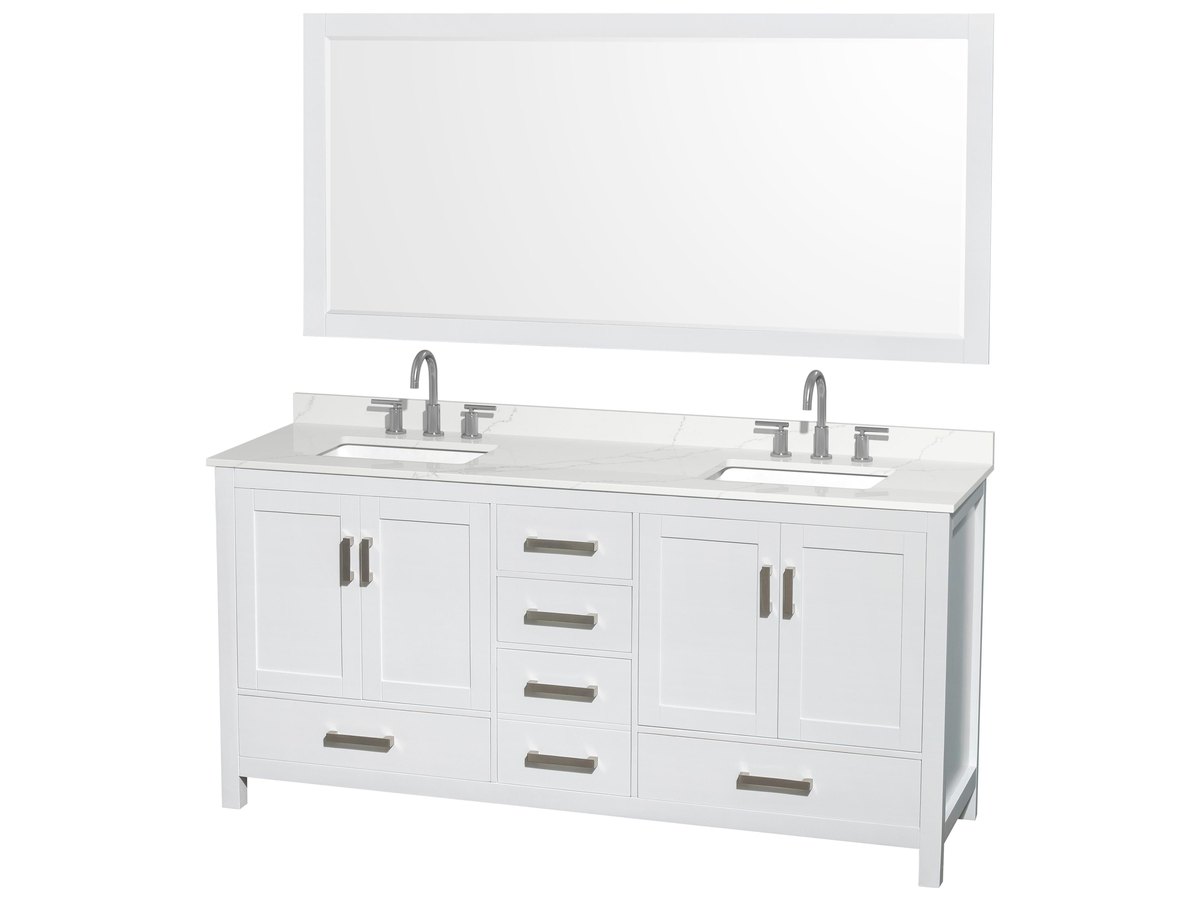 Sheffield 72" White Vanity with 70" Mirror