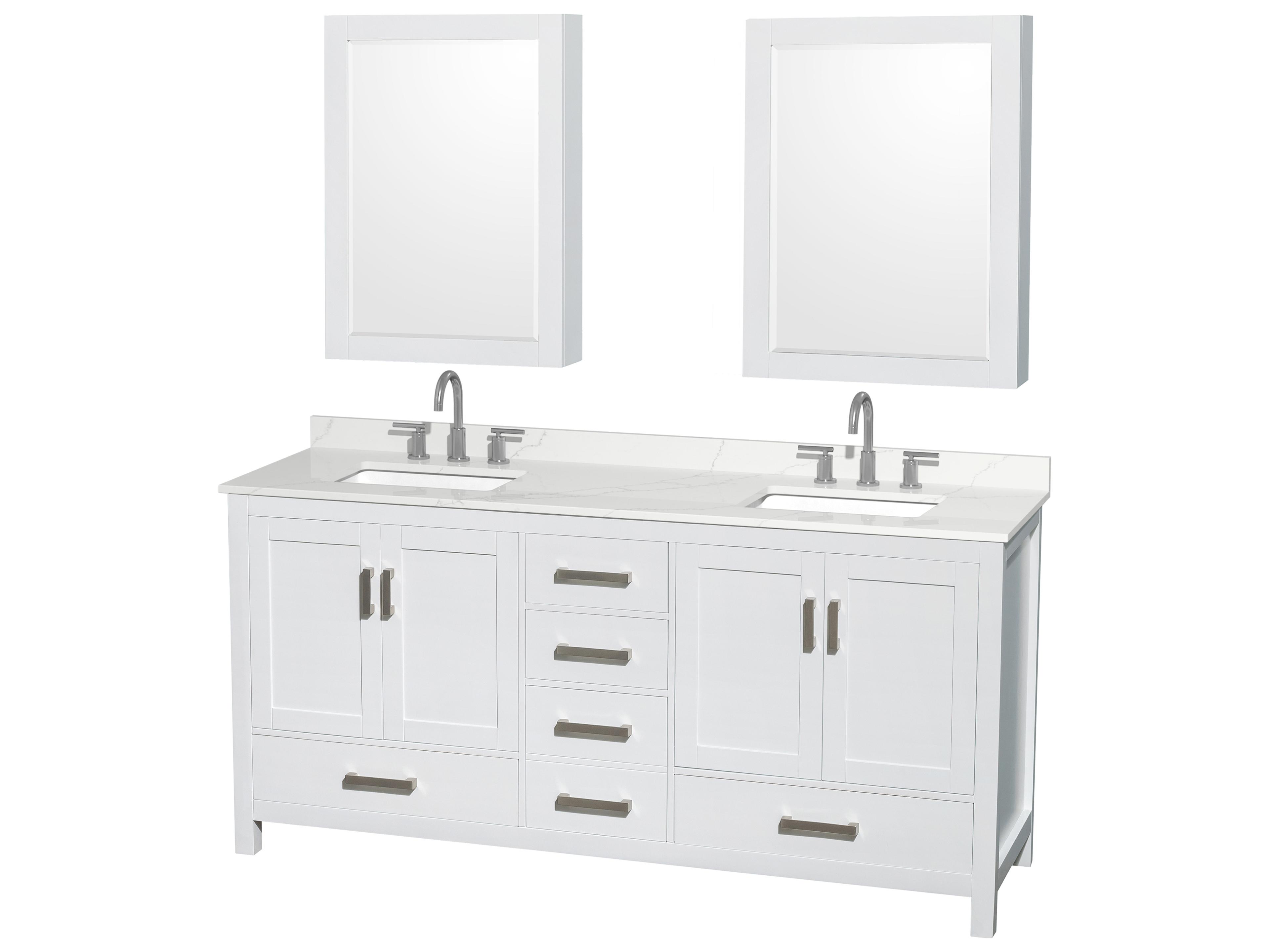 Sheffield 72" White Vanity with Medicine Cabinet