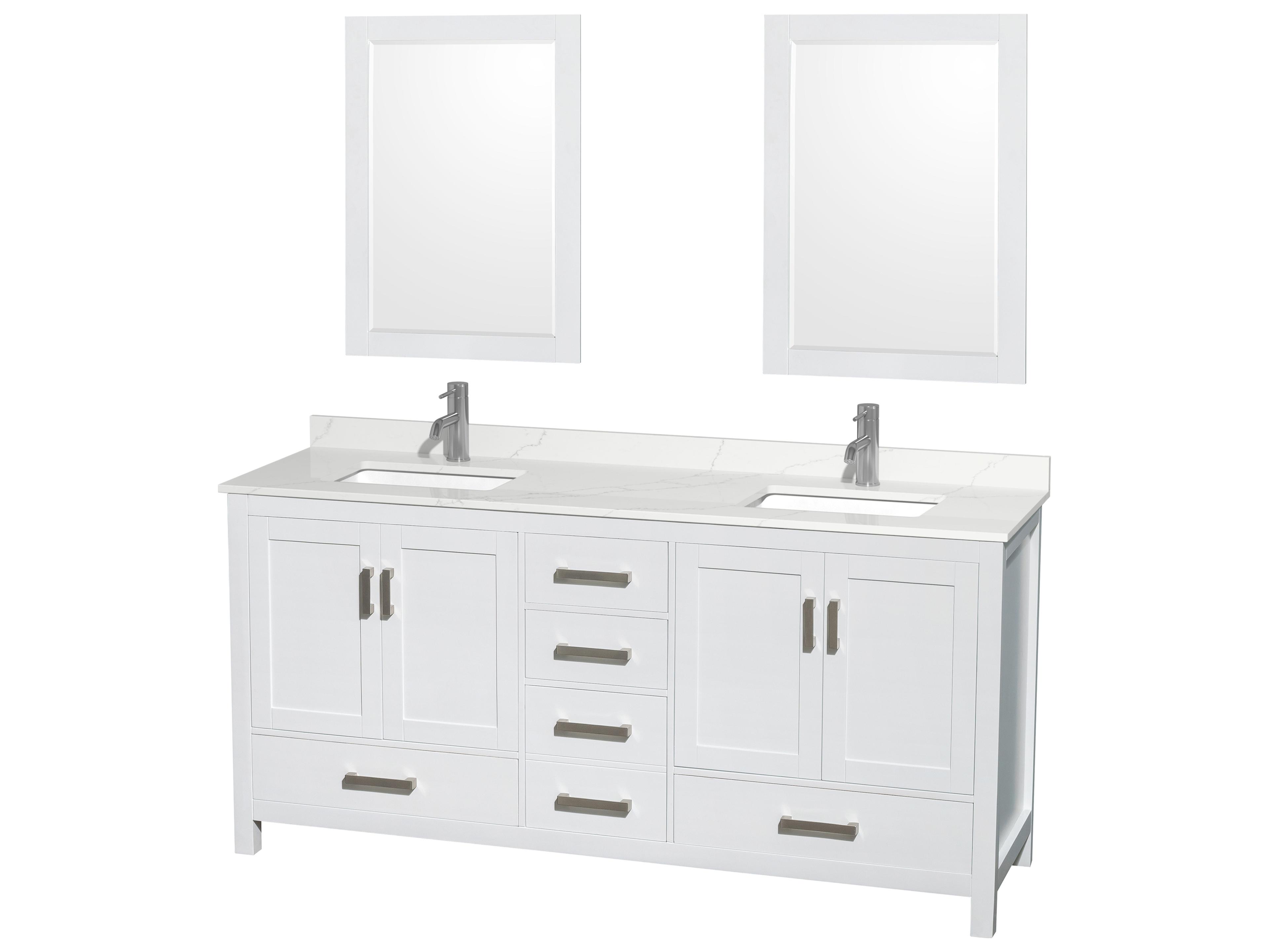 Wyndham Collection Sheffield 72" White Vanity with 24" Mirror