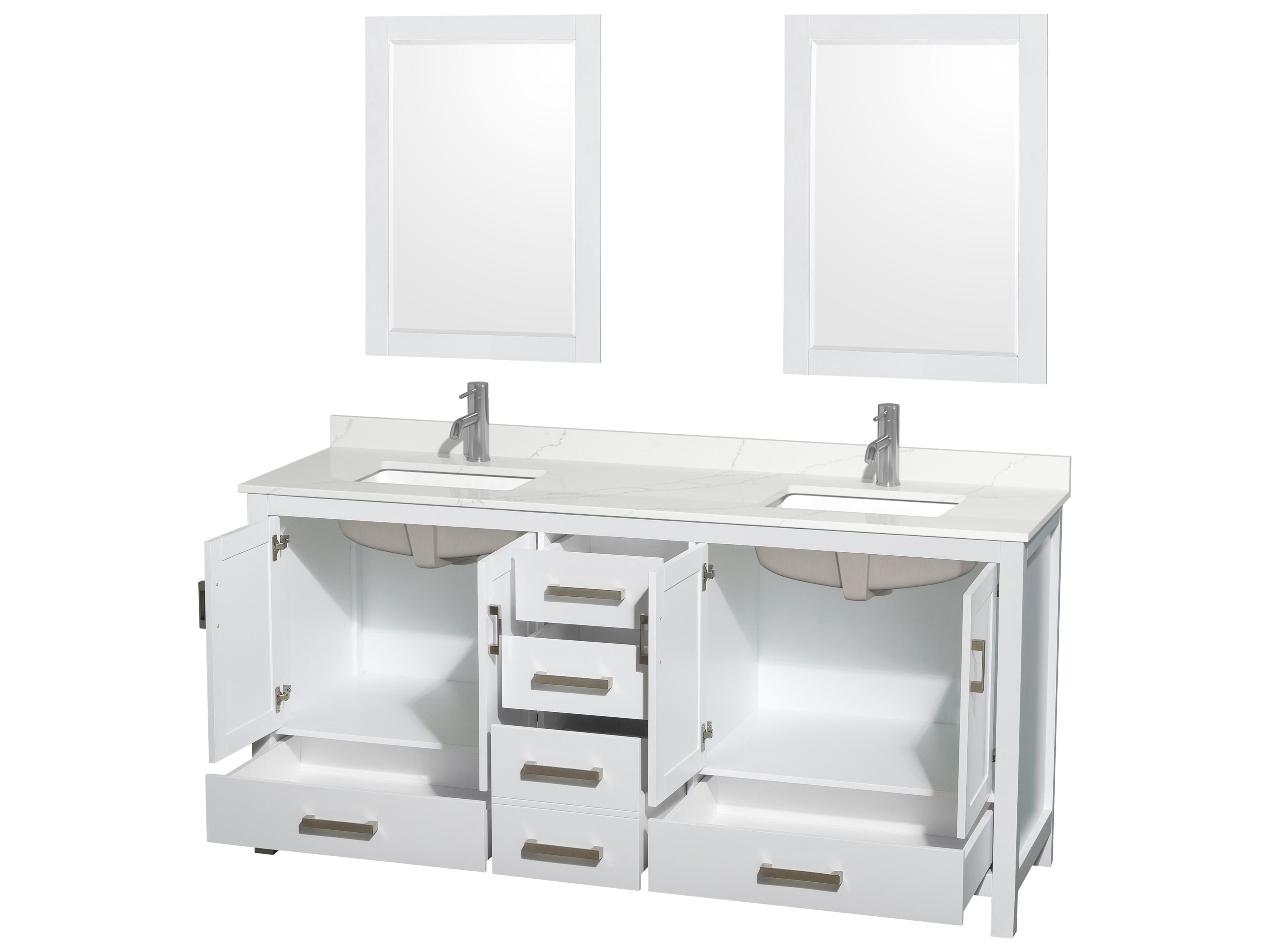 Wyndham Collection Sheffield 72" White Vanity with 24" Mirror