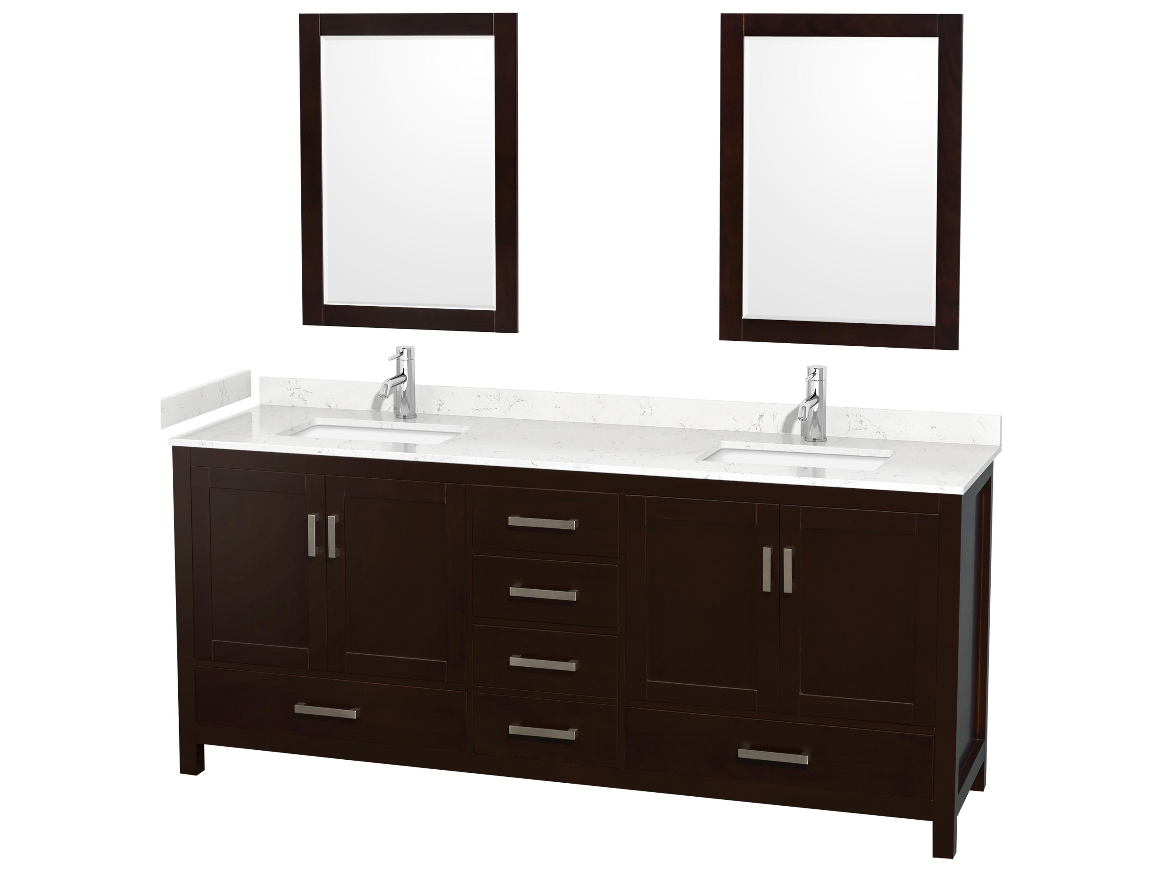 Sheffield 80" Espresso Vanity with 24" Mirror