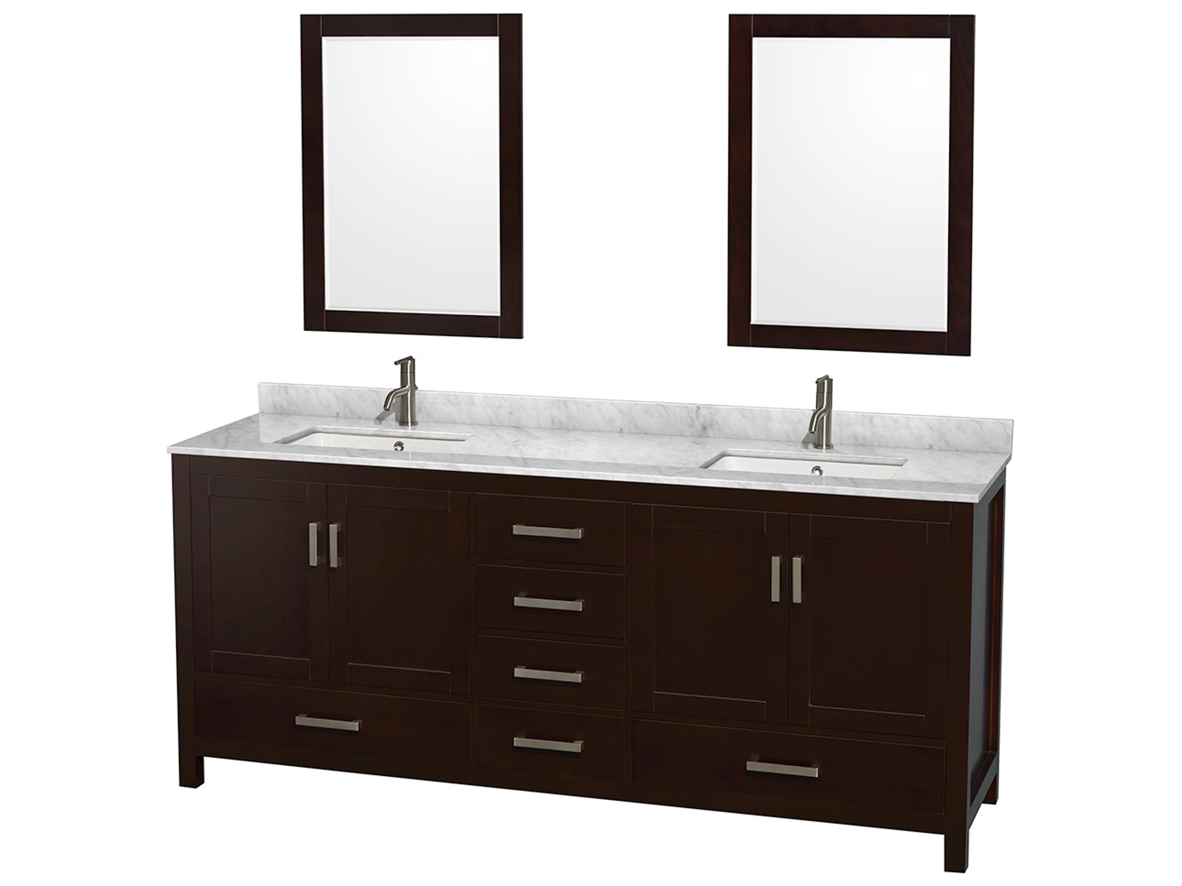 Wyndham Collection Sheffield 80" Espresso Vanity with 24" Mirror