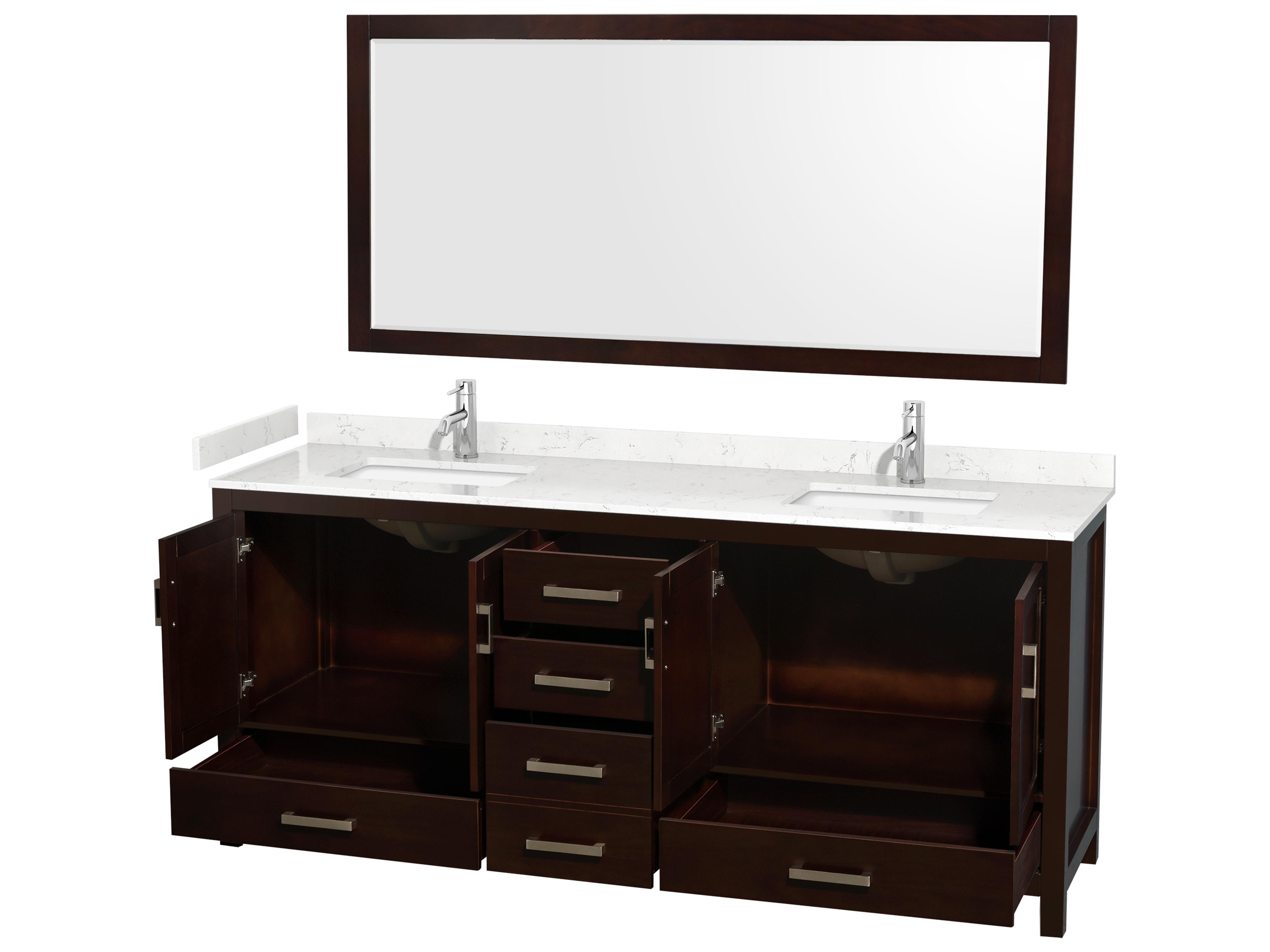 Wyndham Collection Sheffield 80" Espresso Vanity with 70" Mirror