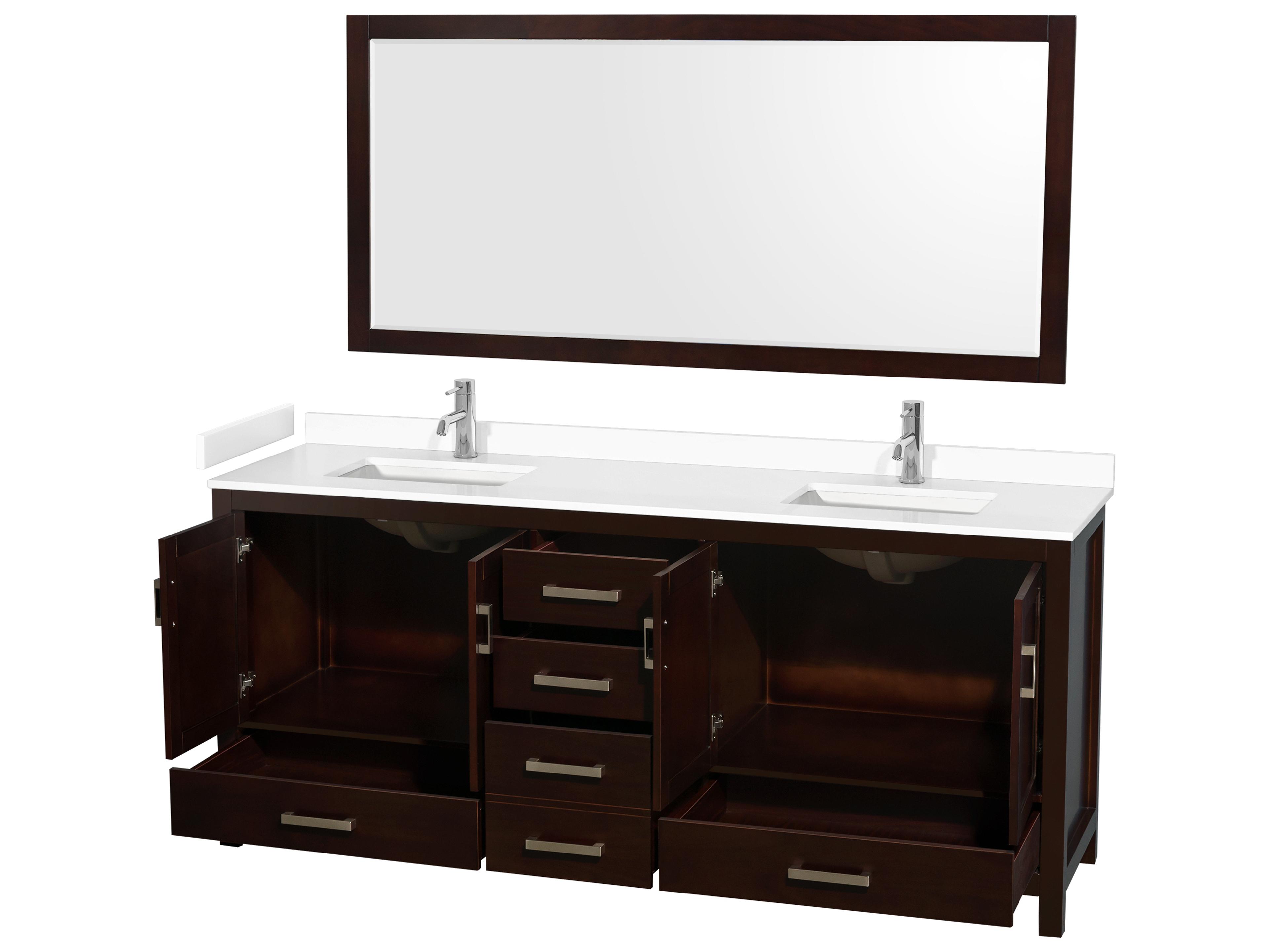 Wyndham Collection Sheffield 80" Espresso Vanity with 70" Mirror