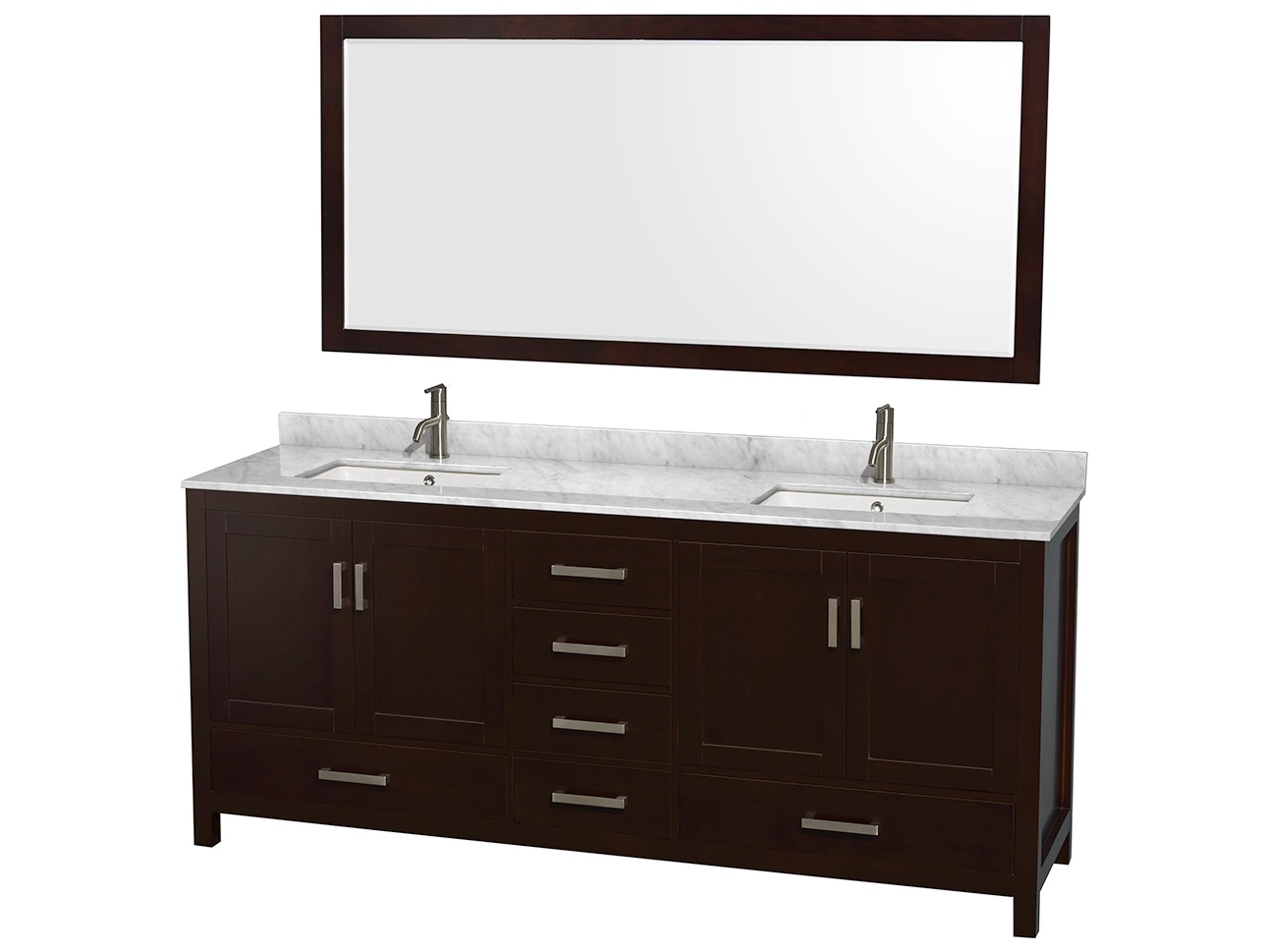 Wyndham Collection Sheffield 80" Espresso Vanity with 70" Mirror