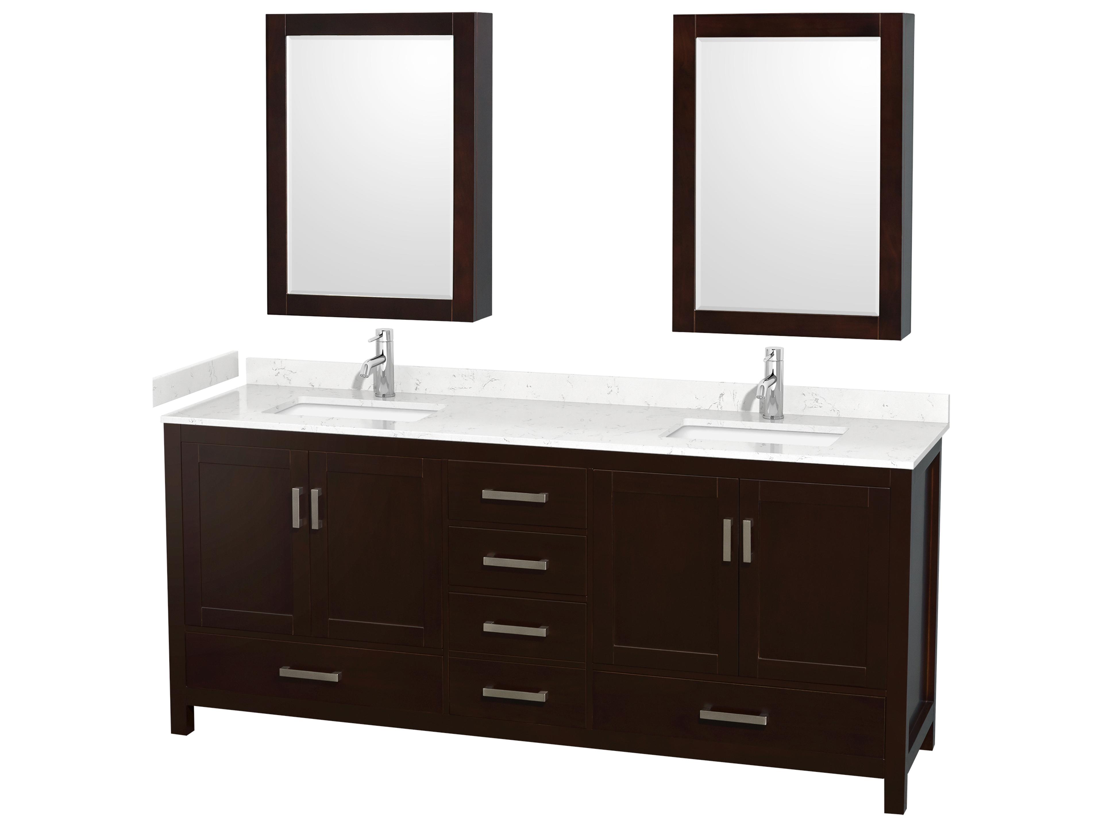 Sheffield 80" Espresso Vanity with Medicine Cabinet