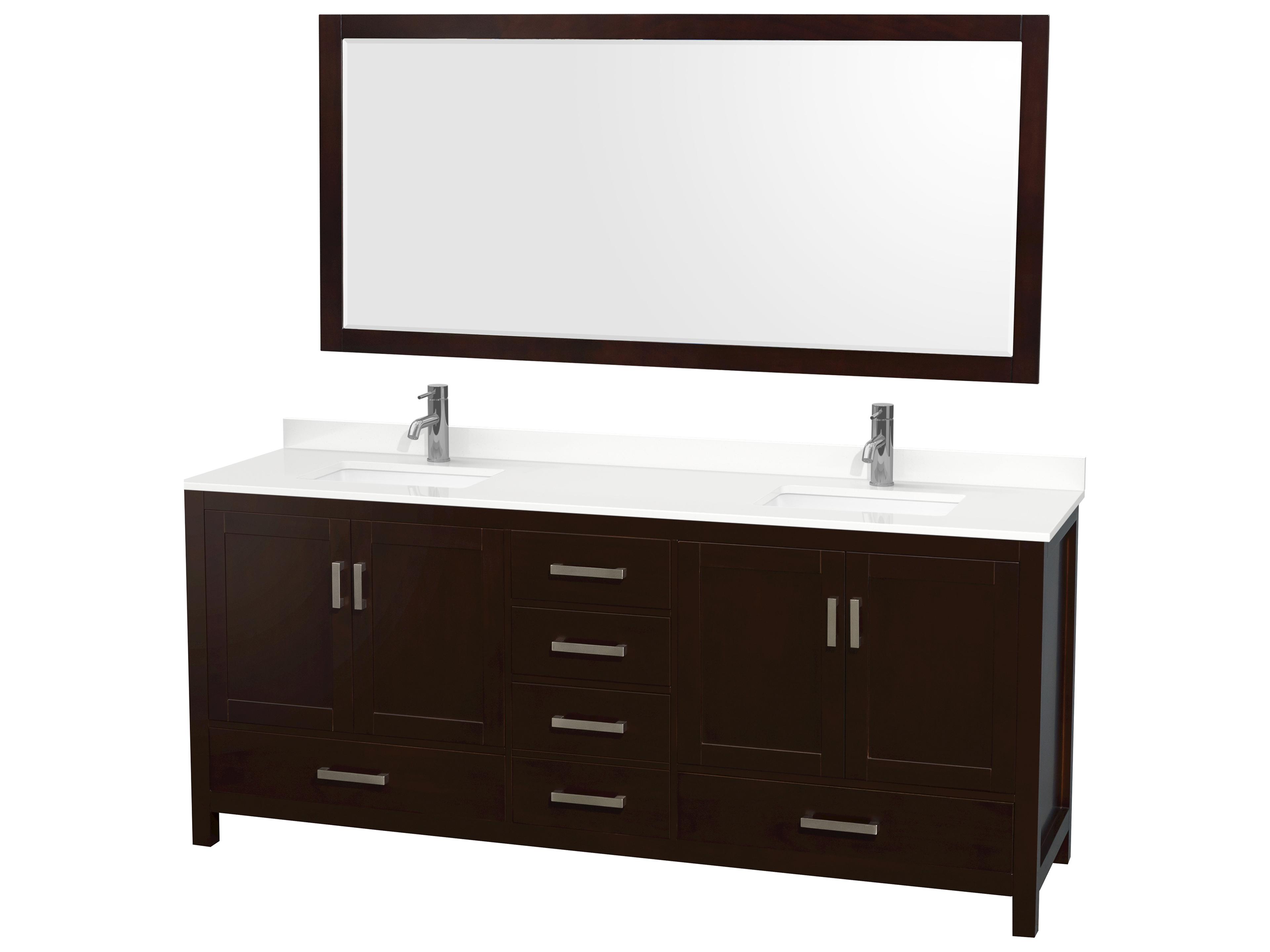 Wyndham Collection Sheffield 80" Espresso Vanity with 70" Mirror